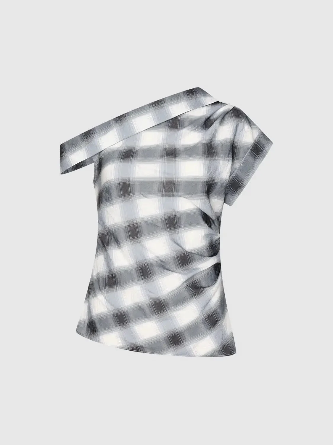 Checkered One Shoulder Overhead Shirts