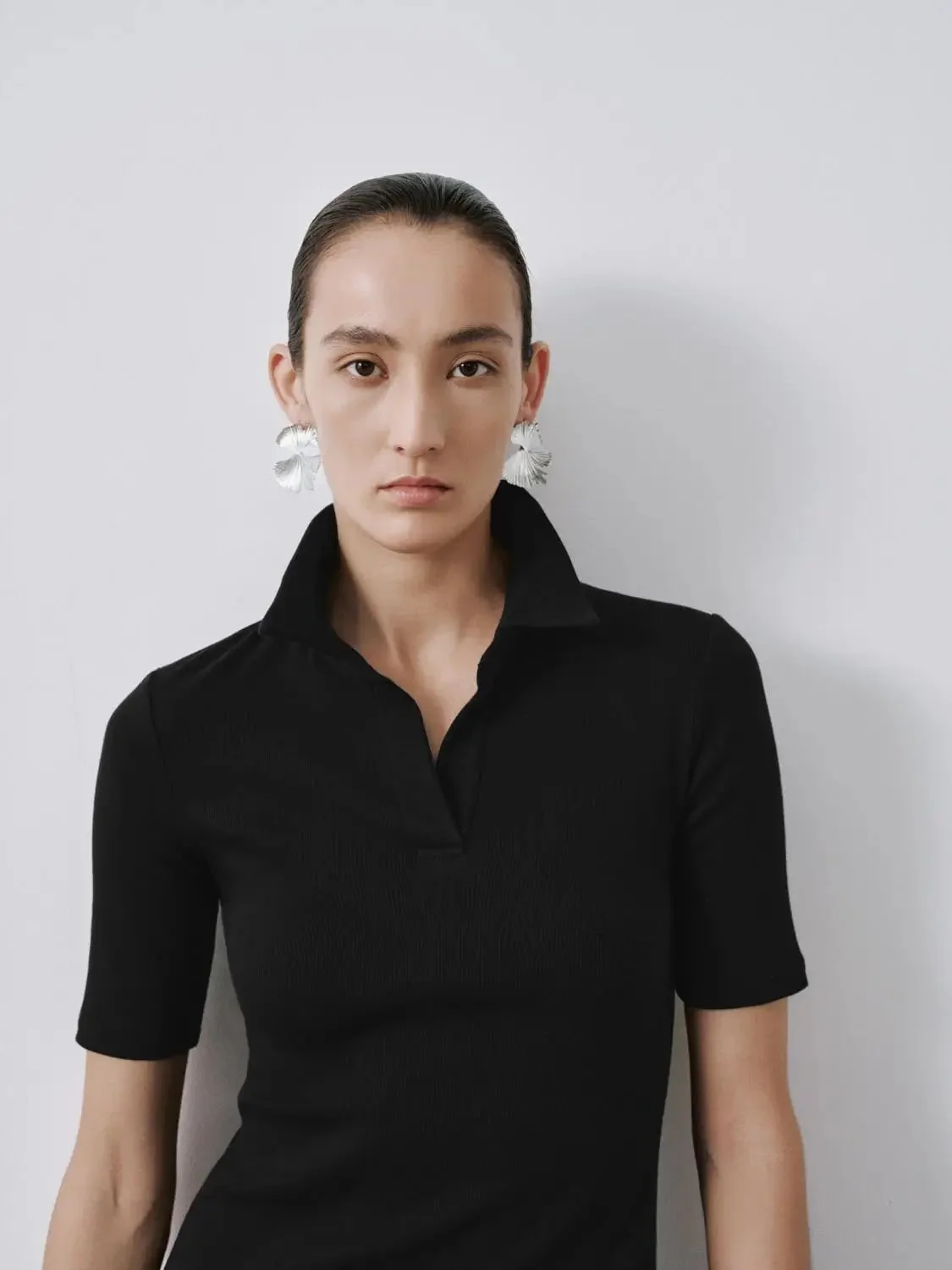 Collared Short Sleeve A Line Midi Soft Knit Elegant Dress