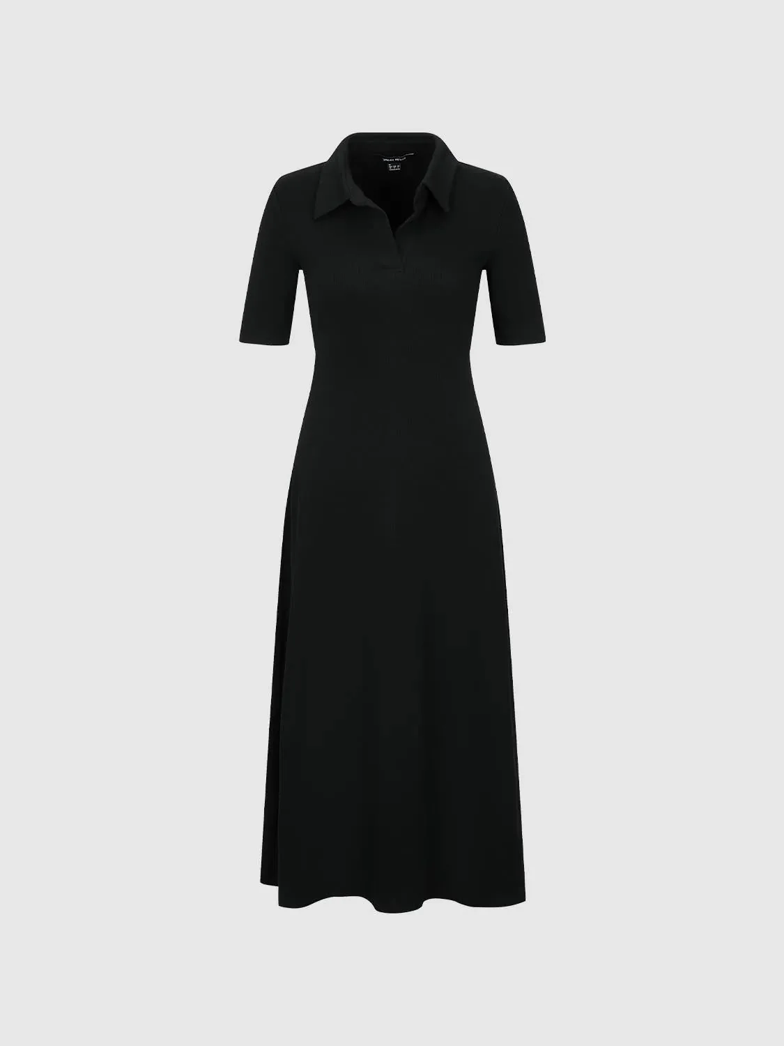Collared Short Sleeve A Line Midi Soft Knit Elegant Dress
