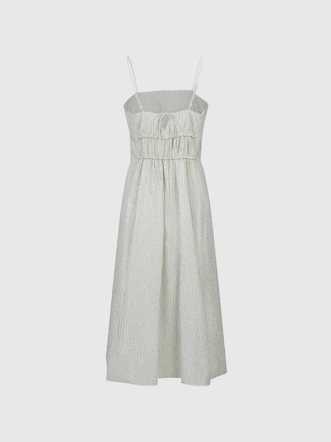 Cotton Strappy Ruched A Line Midi Dresses