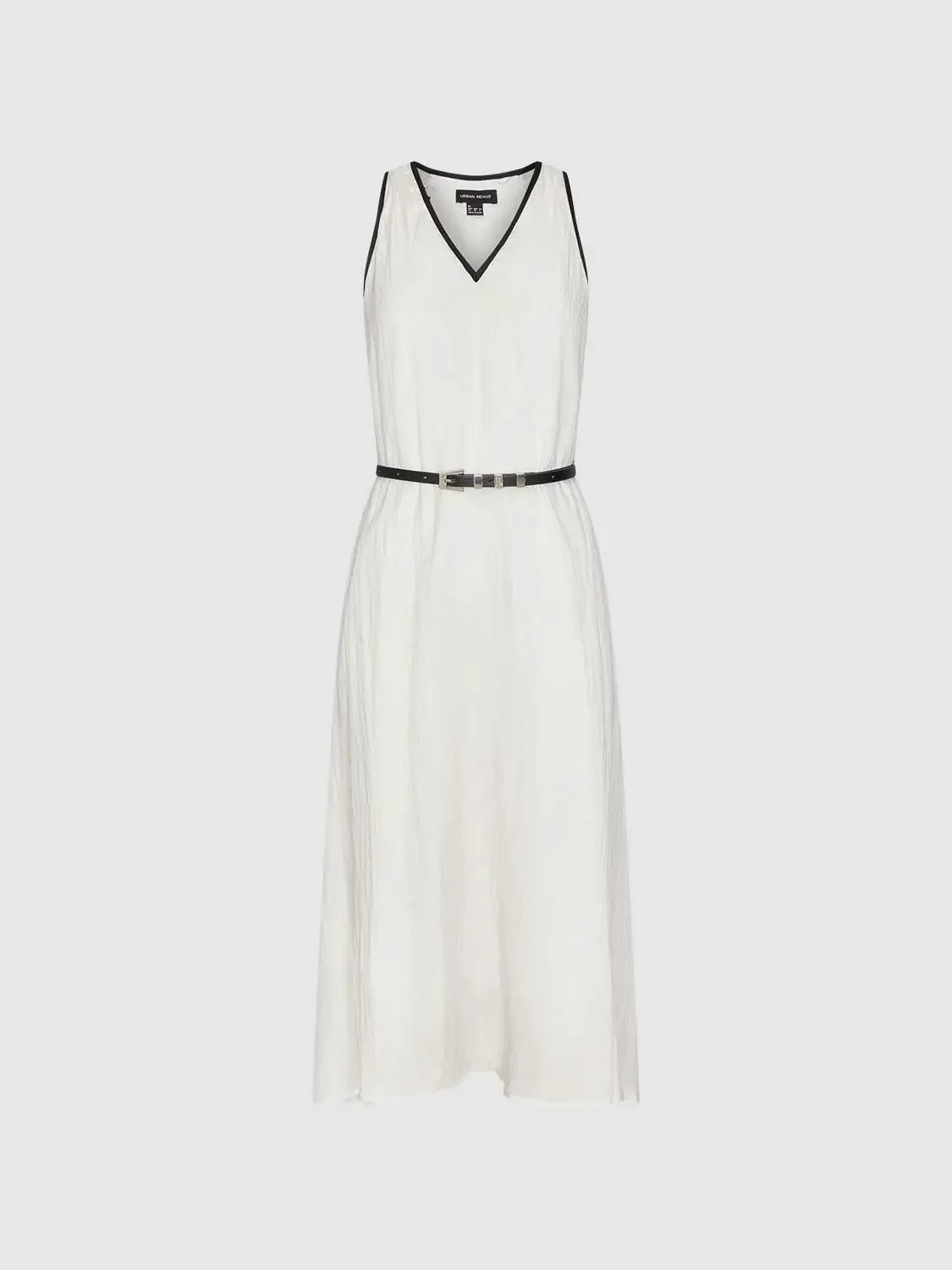 Lyocell Contrast Trim Strappy A Line Midi Dresses