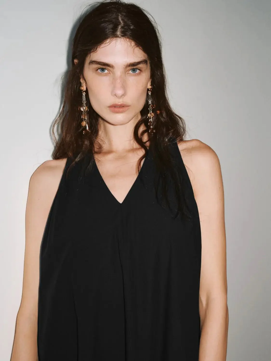 Cotton Shell A Line Sleeveless Midi Dress