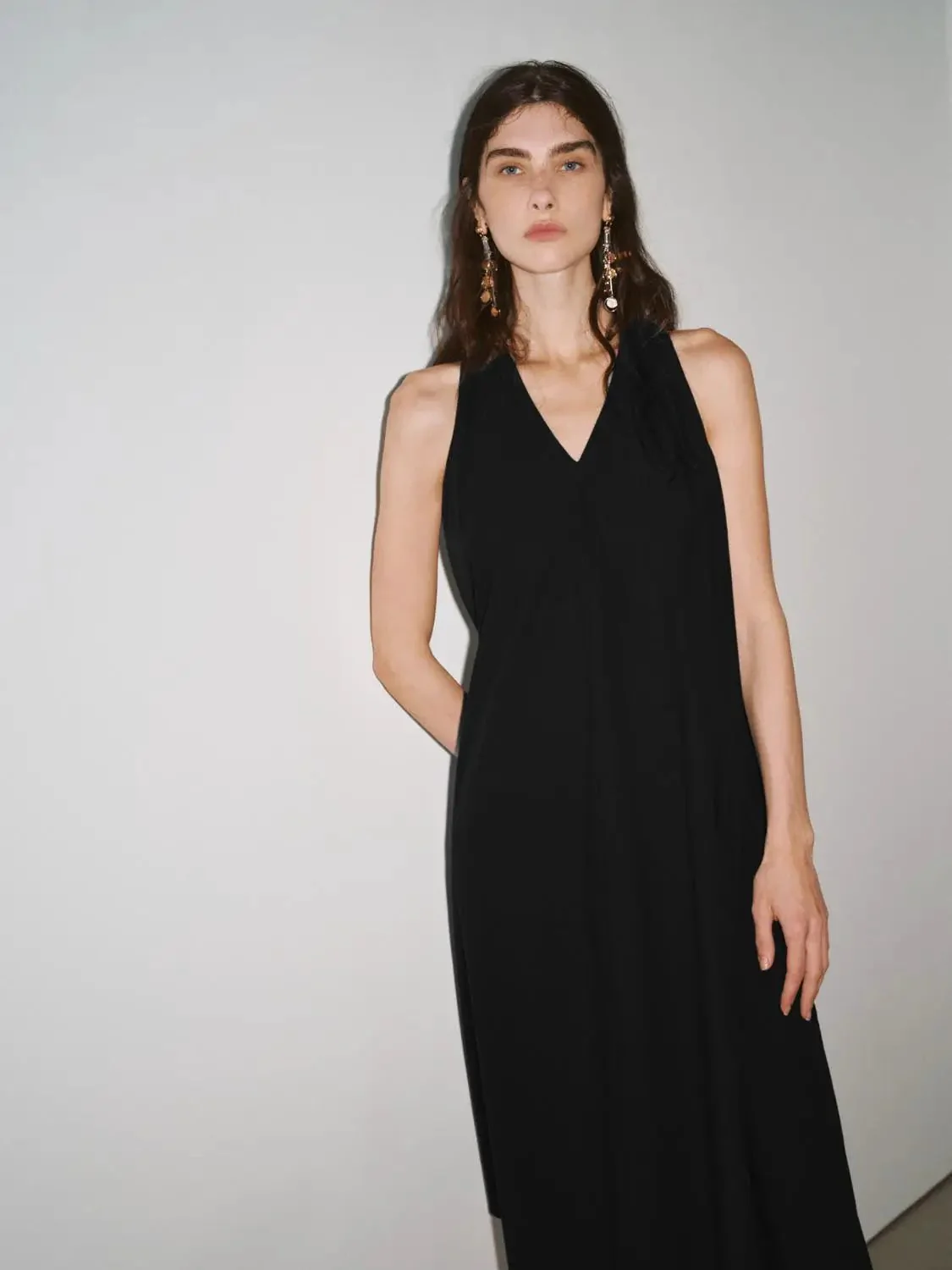 Cotton Shell A Line Sleeveless Midi Dress
