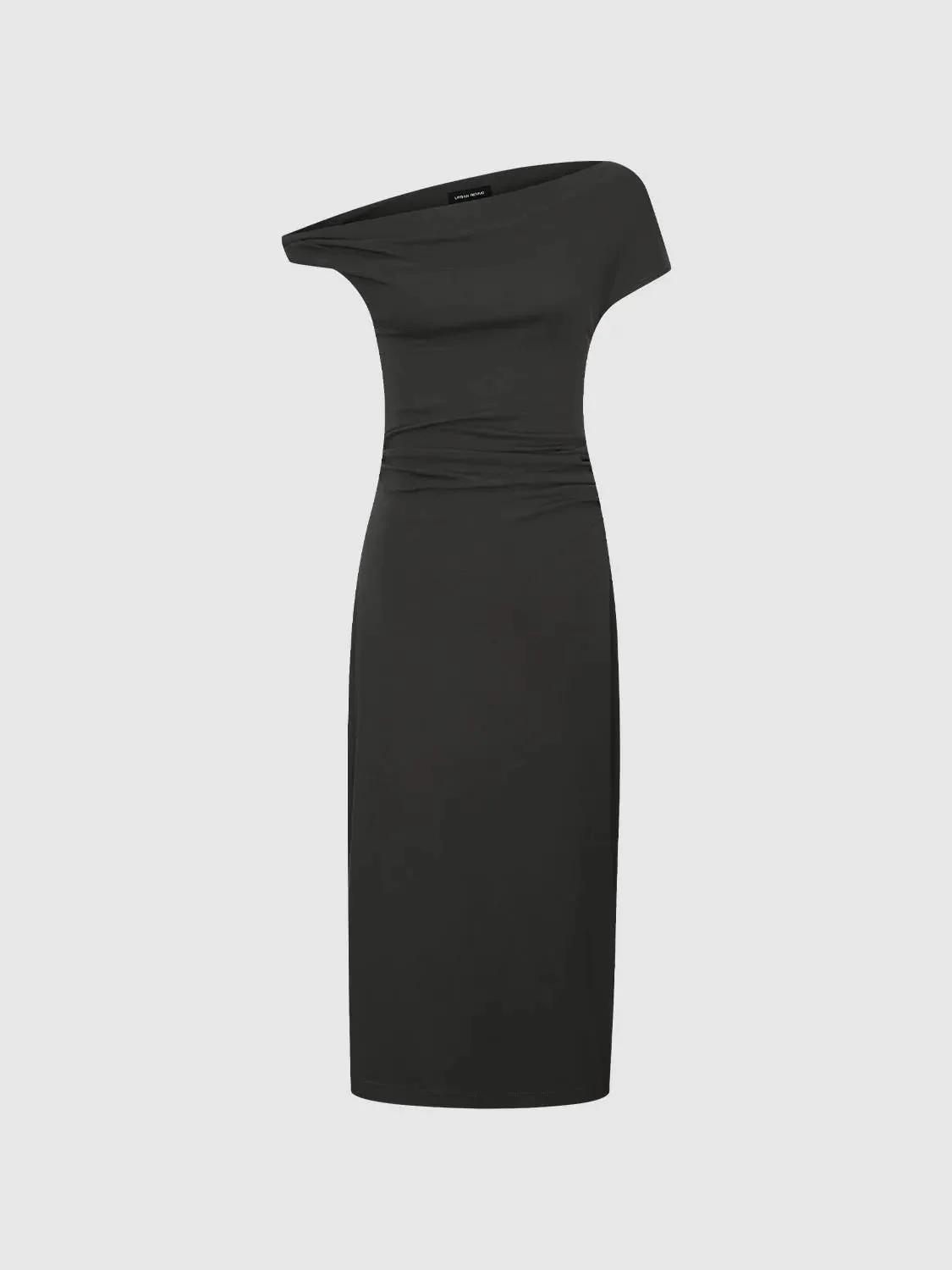 12602-one-shoulder-ruched-a-line-cotton-blend-midi-dress-7.webp One Shoulder Ruched A-Line Cotton Blend Midi Dress