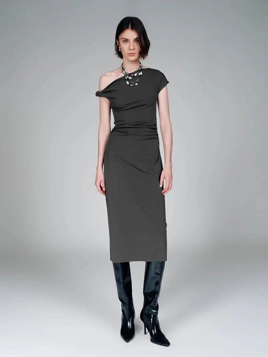 12602-one-shoulder-ruched-a-line-cotton-blend-midi-dress-9.webp One Shoulder Ruched A-Line Cotton Blend Midi Dress