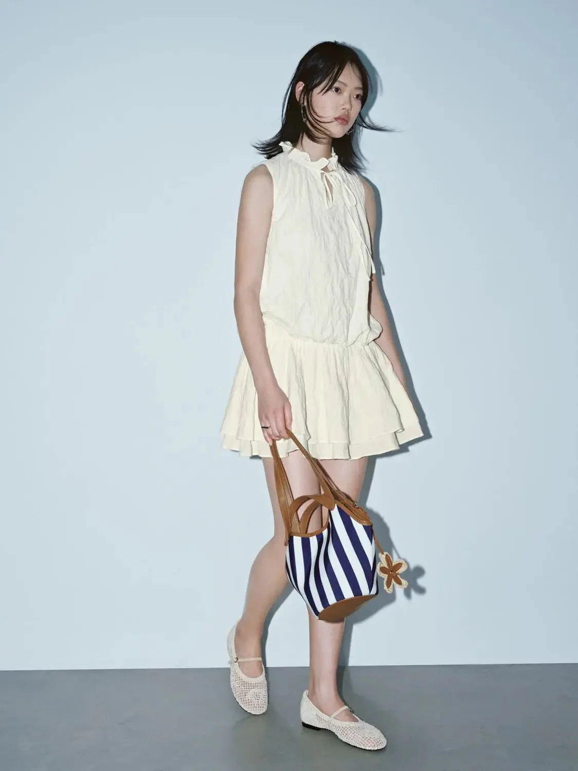 Cotton Sleeveless Ruffle Hem A-Line Dresses