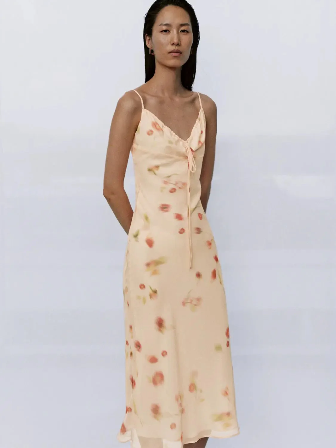 12644-floral-printed-strappy-drawstring-midi-dress-2.webp Floral Printed Strappy Drawstring Midi Dress