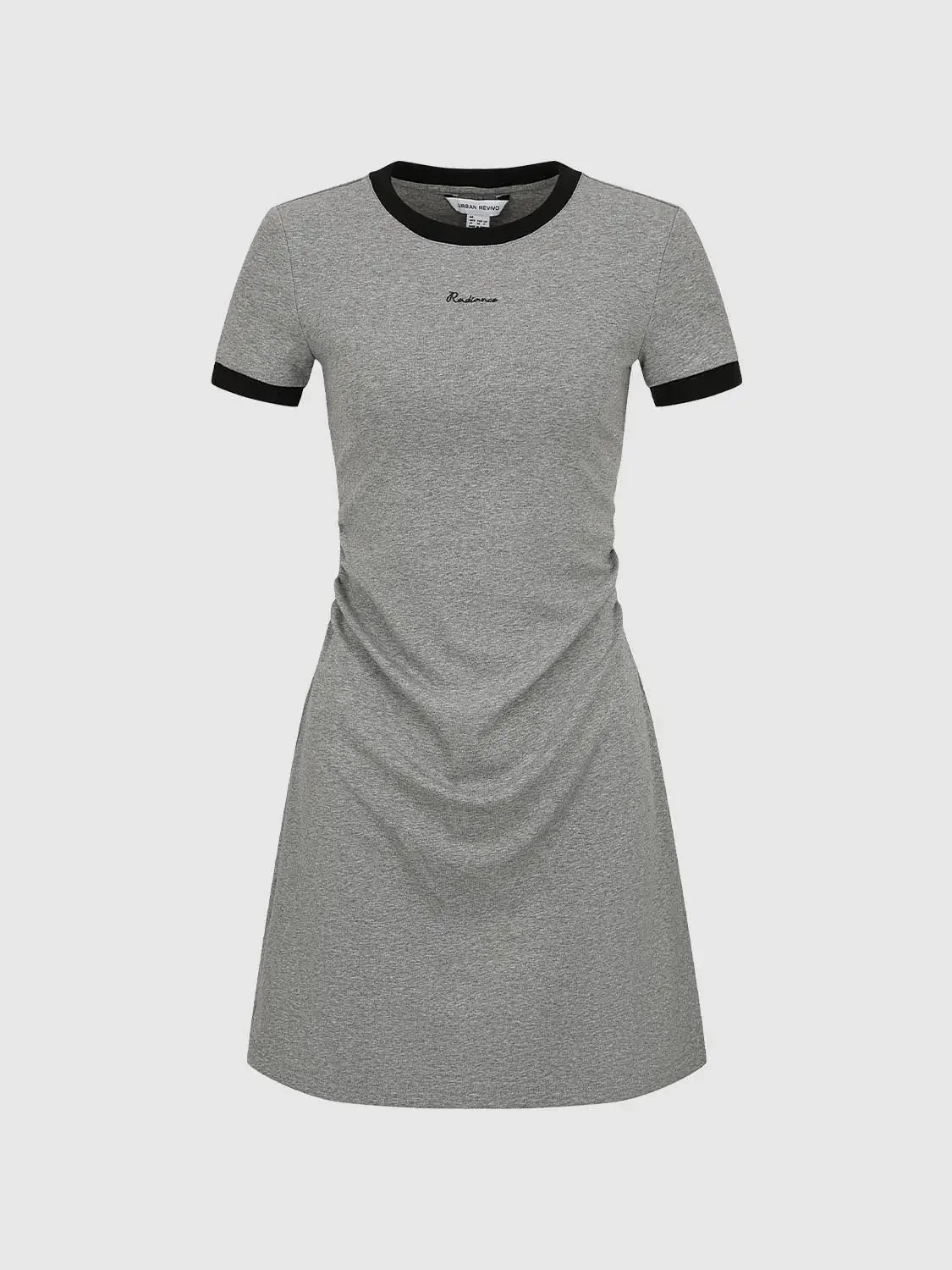 Cotton Blend Contrast Trim Nipped Waist A-Line Midi Dress