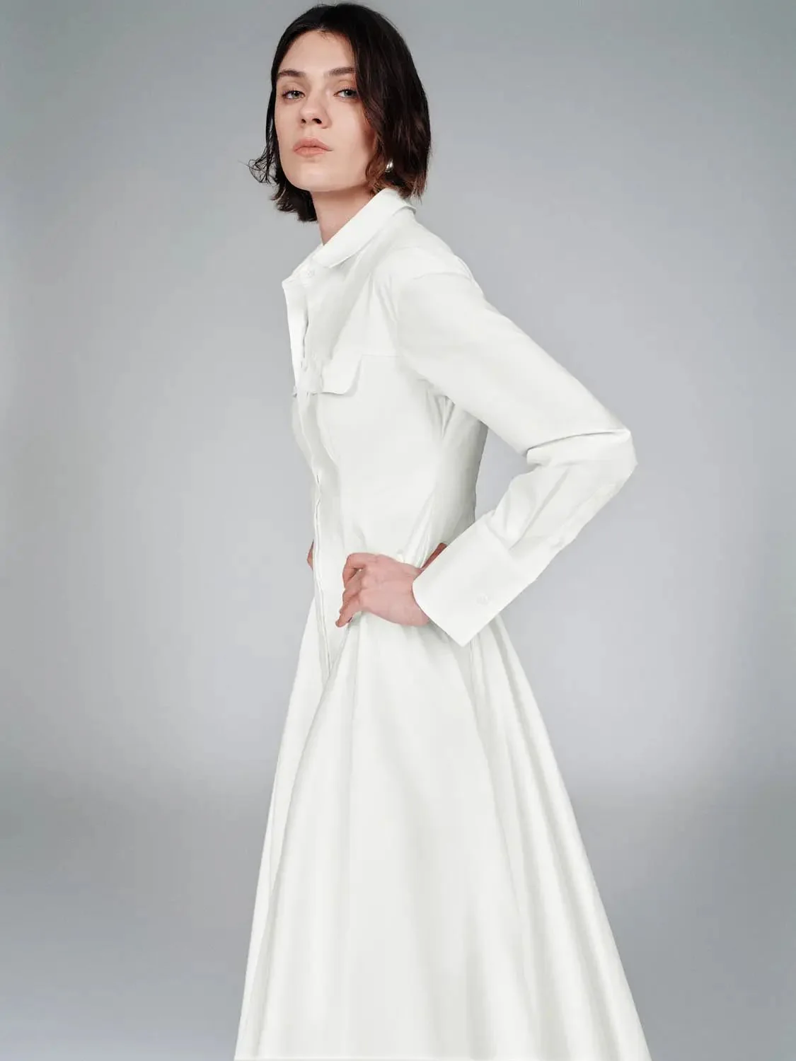 12720-cotton-rich-flap-pocket-collared-a-line-midi-dress-2.webp Cotton Rich Flap Pocket Collared A-Line Midi Dress