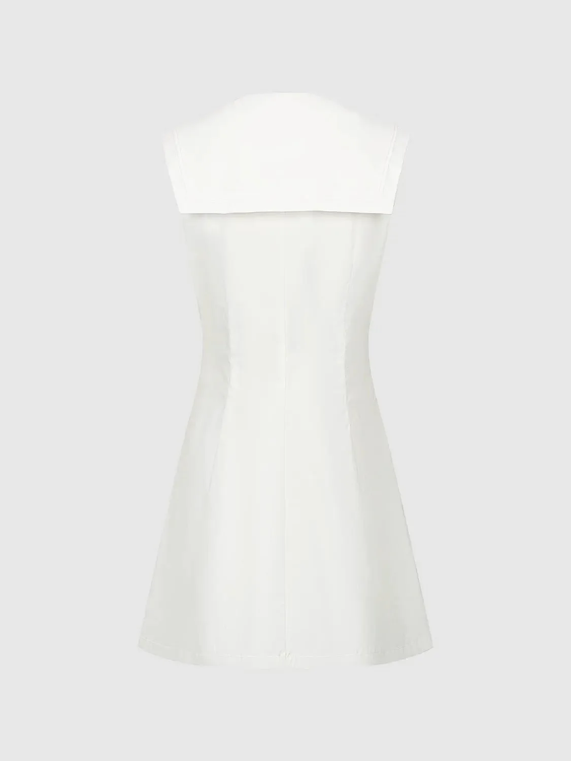 Cotton Collared Sleeveless V-Neck A-Line Midi Dresses
