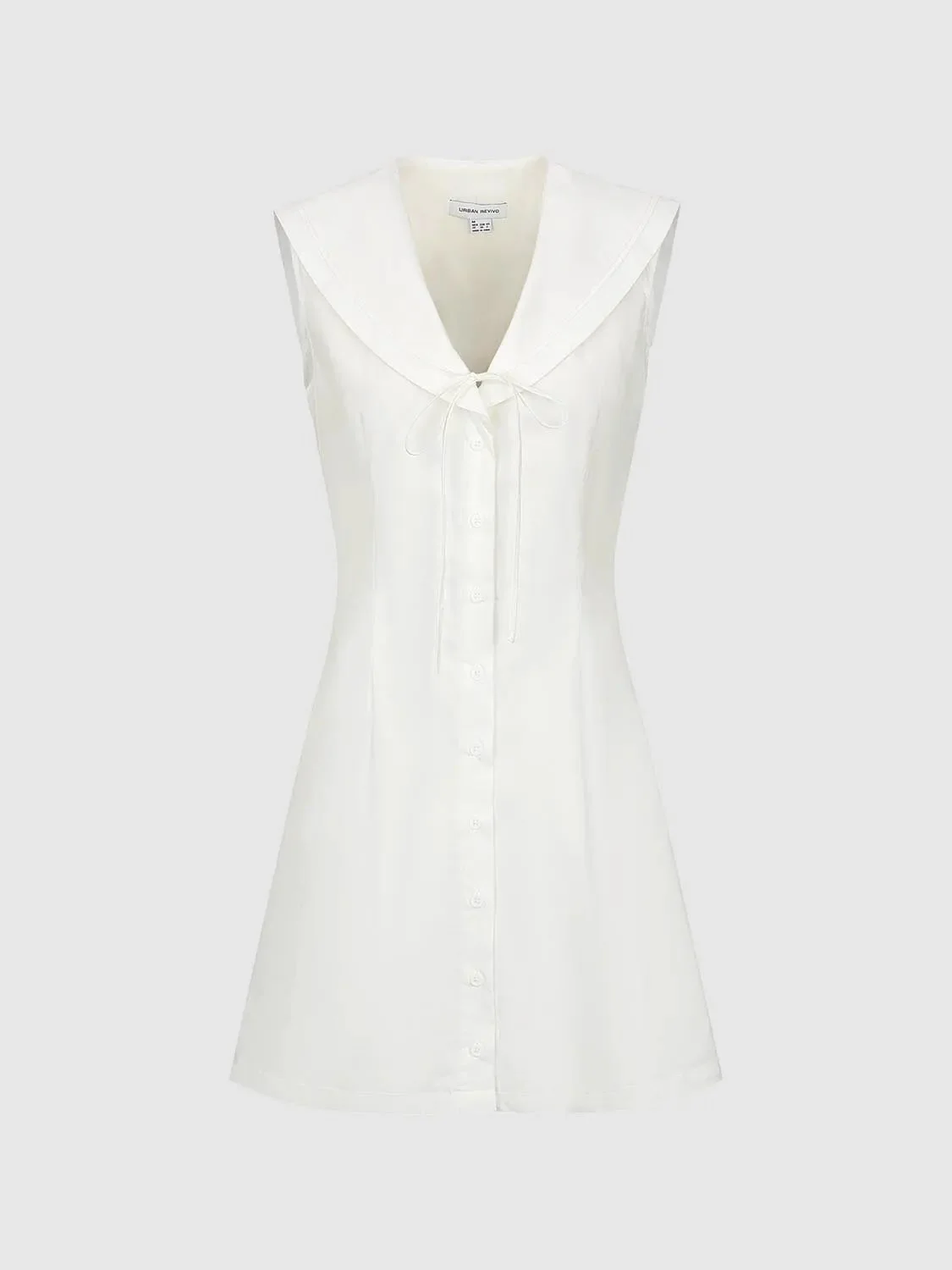 Cotton Collared Sleeveless V-Neck A-Line Midi Dresses