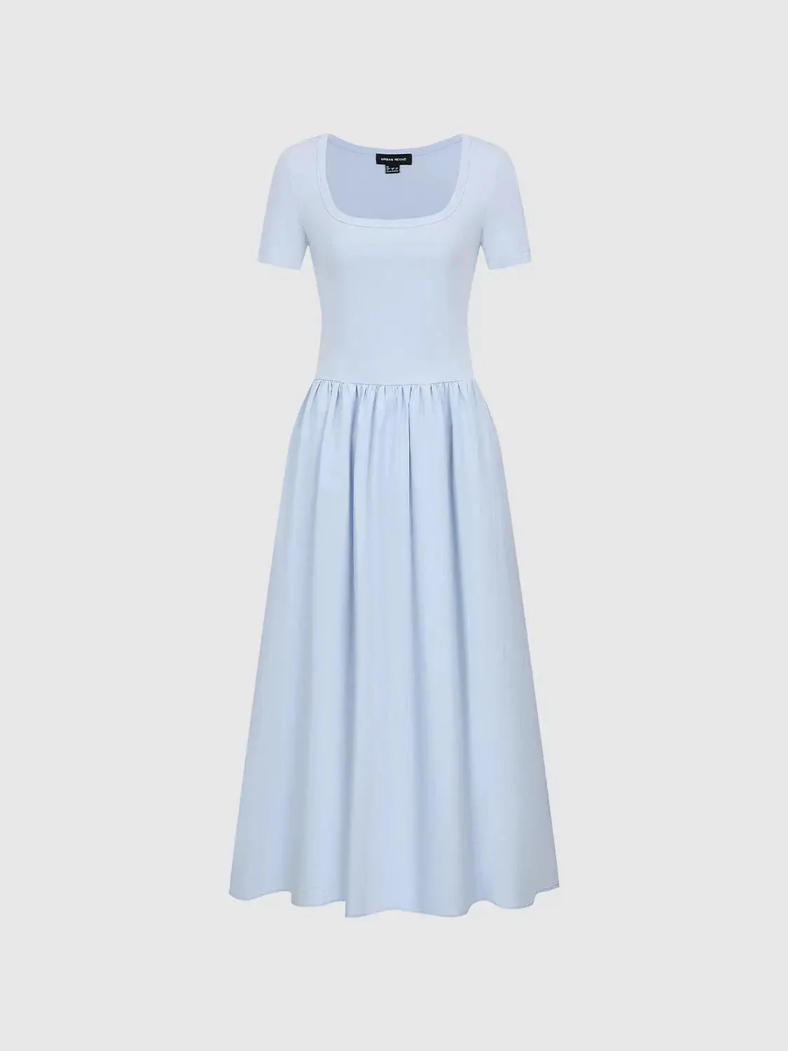 Cotton Lyocell Knit Square Neck A Line Midi Dresses