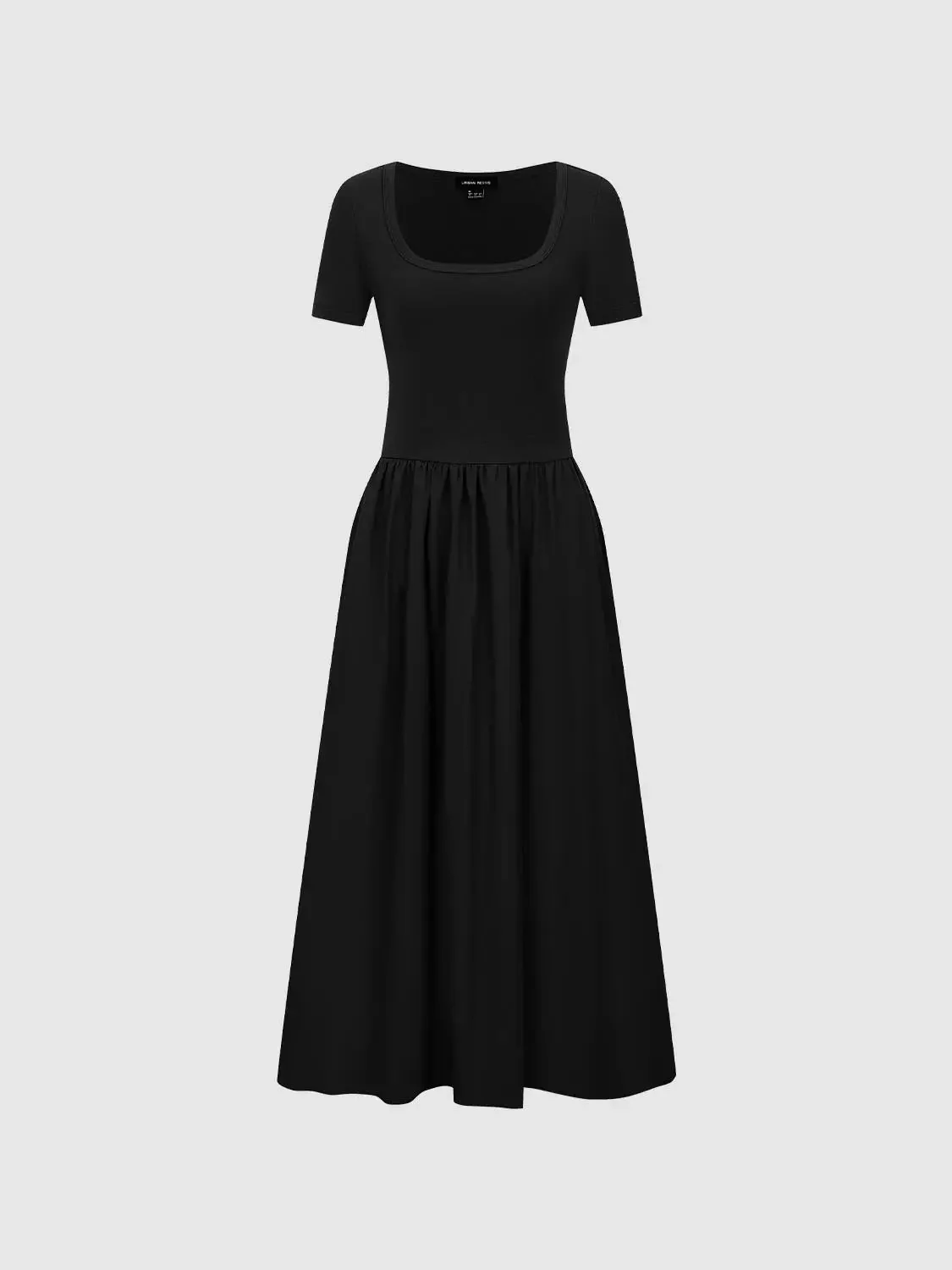 Cotton Lyocell Knit Square Neck A Line Midi Dresses