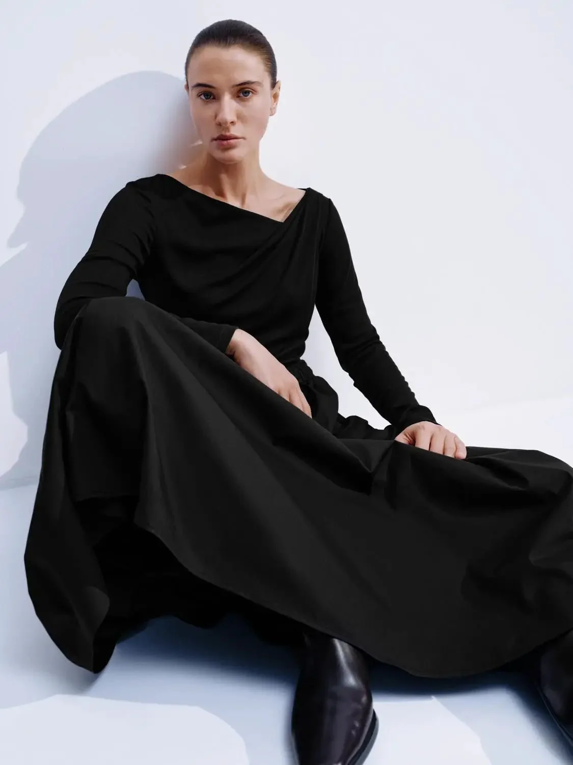 12799-draped-belted-long-sleeve-cowl-neck-cotton-midi-dress-3.webp Draped Belted Long Sleeve Cowl Neck Cotton Midi Dress