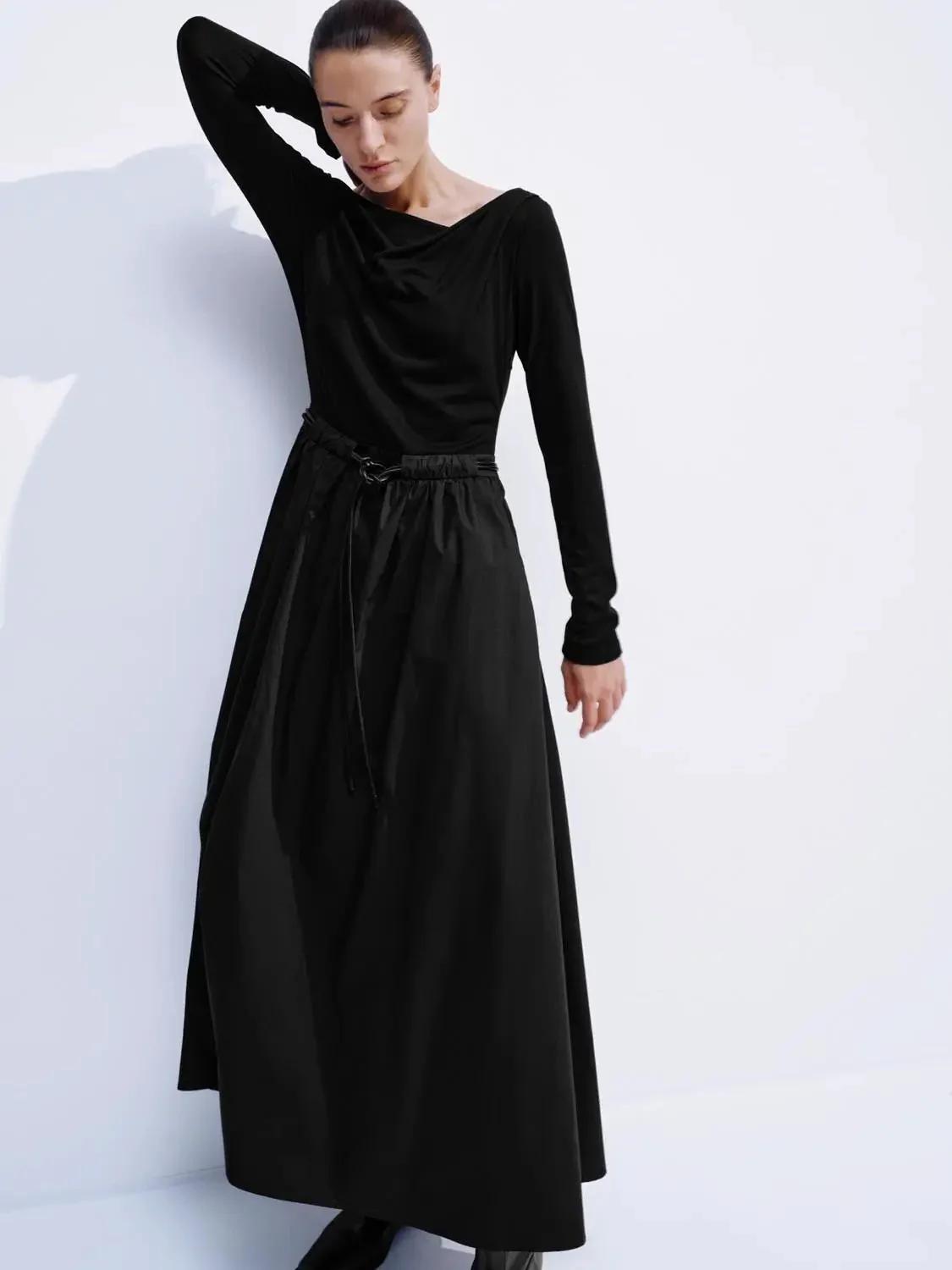 12799-draped-belted-long-sleeve-cowl-neck-cotton-midi-dress-5.webp Draped Belted Long Sleeve Cowl Neck Cotton Midi Dress