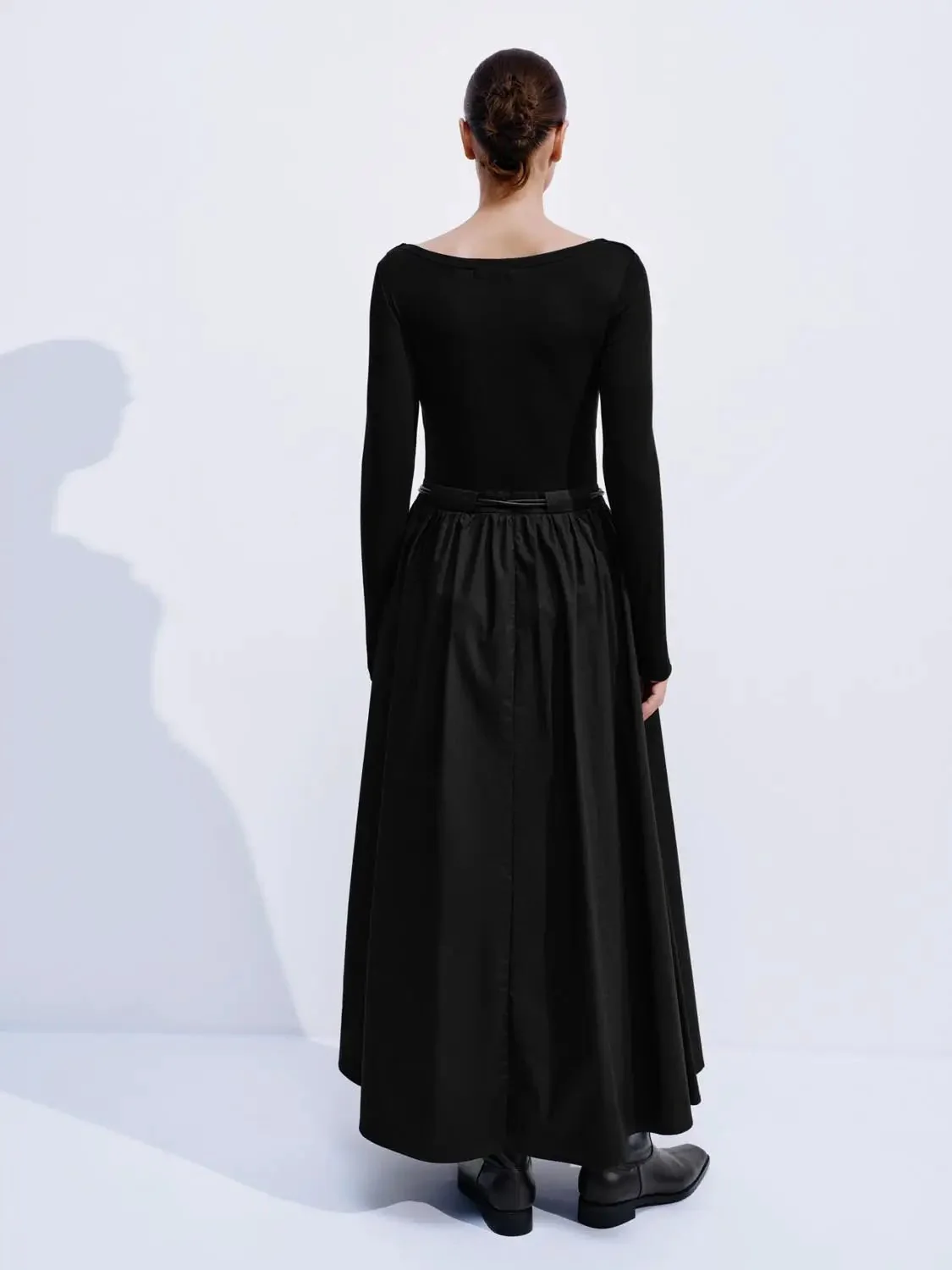 12799-draped-belted-long-sleeve-cowl-neck-cotton-midi-dress-6.webp Draped Belted Long Sleeve Cowl Neck Cotton Midi Dress