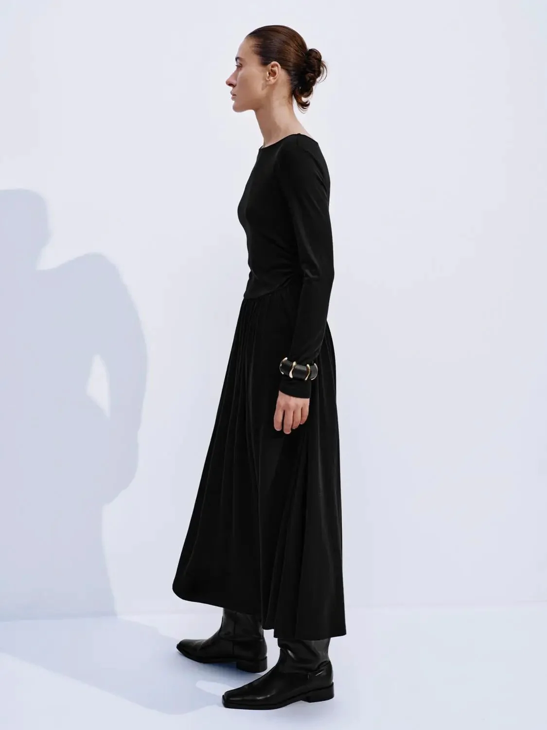 Elegant Ruched Long Sleeve Midi Evening Dresses