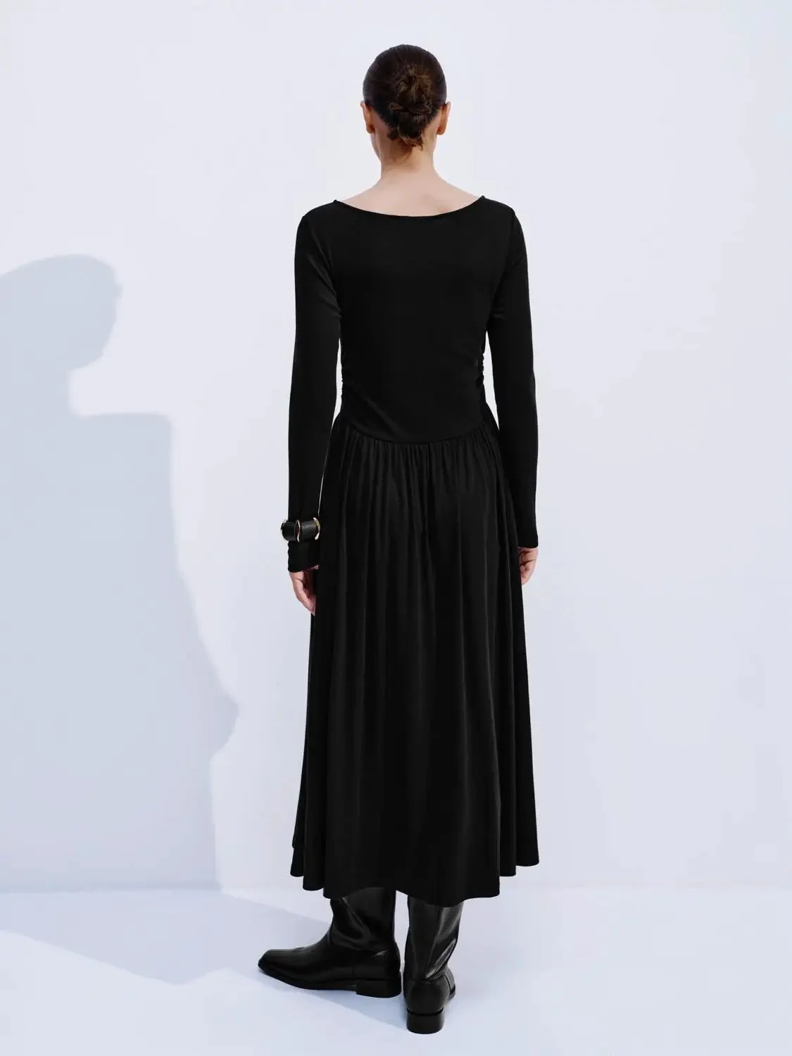 Elegant Ruched Long Sleeve Midi Evening Dresses