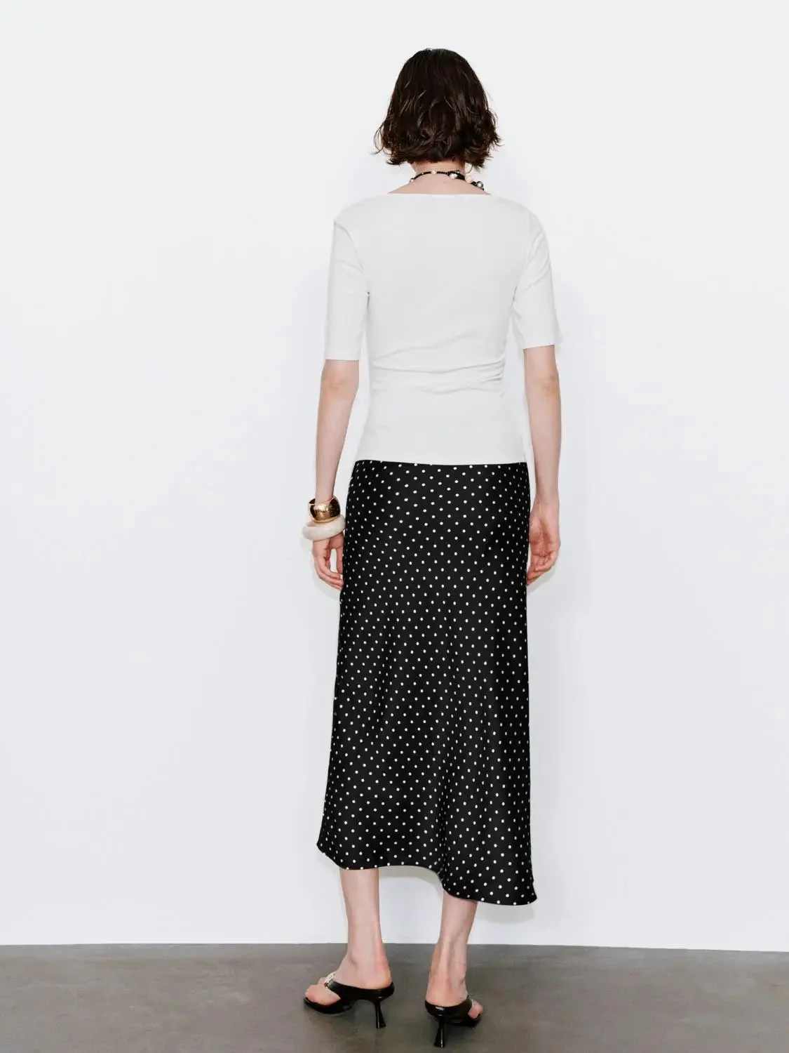 1281-beige-polka-dot-fishtail-satin-midi-skirt-20.webp Beige Polka Dot Fishtail Satin Midi Skirt