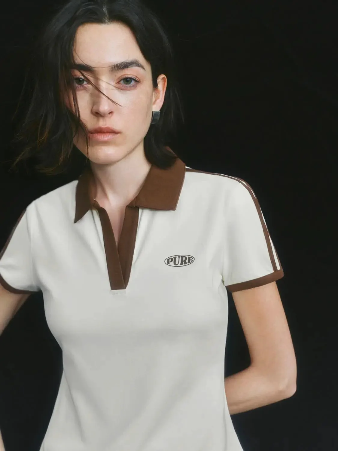 Polo Cotton Blend Collared A Line Silhouette Dress