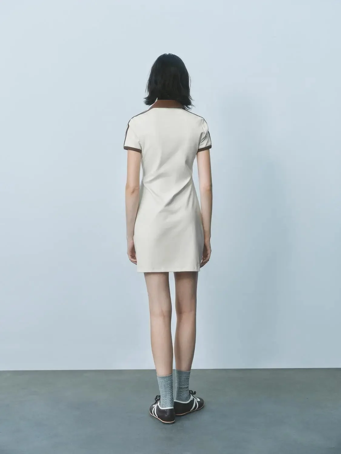 Polo Cotton Blend Collared A Line Silhouette Dress