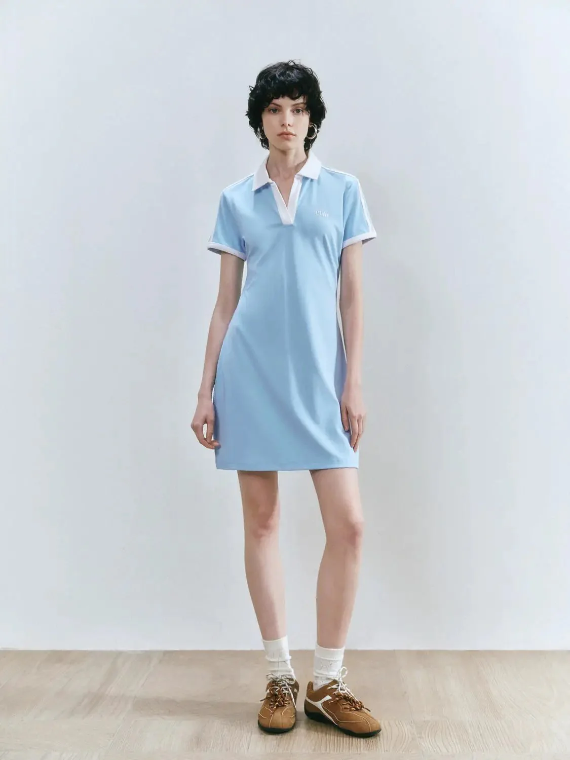 Polo Cotton Blend Collared A Line Silhouette Dress