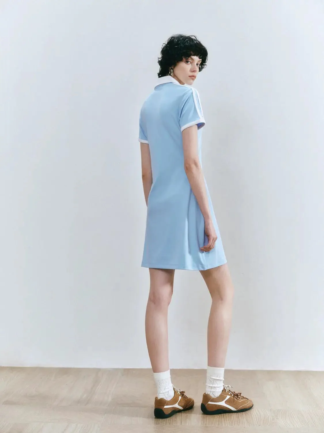 Polo Cotton Blend Collared A Line Silhouette Dress