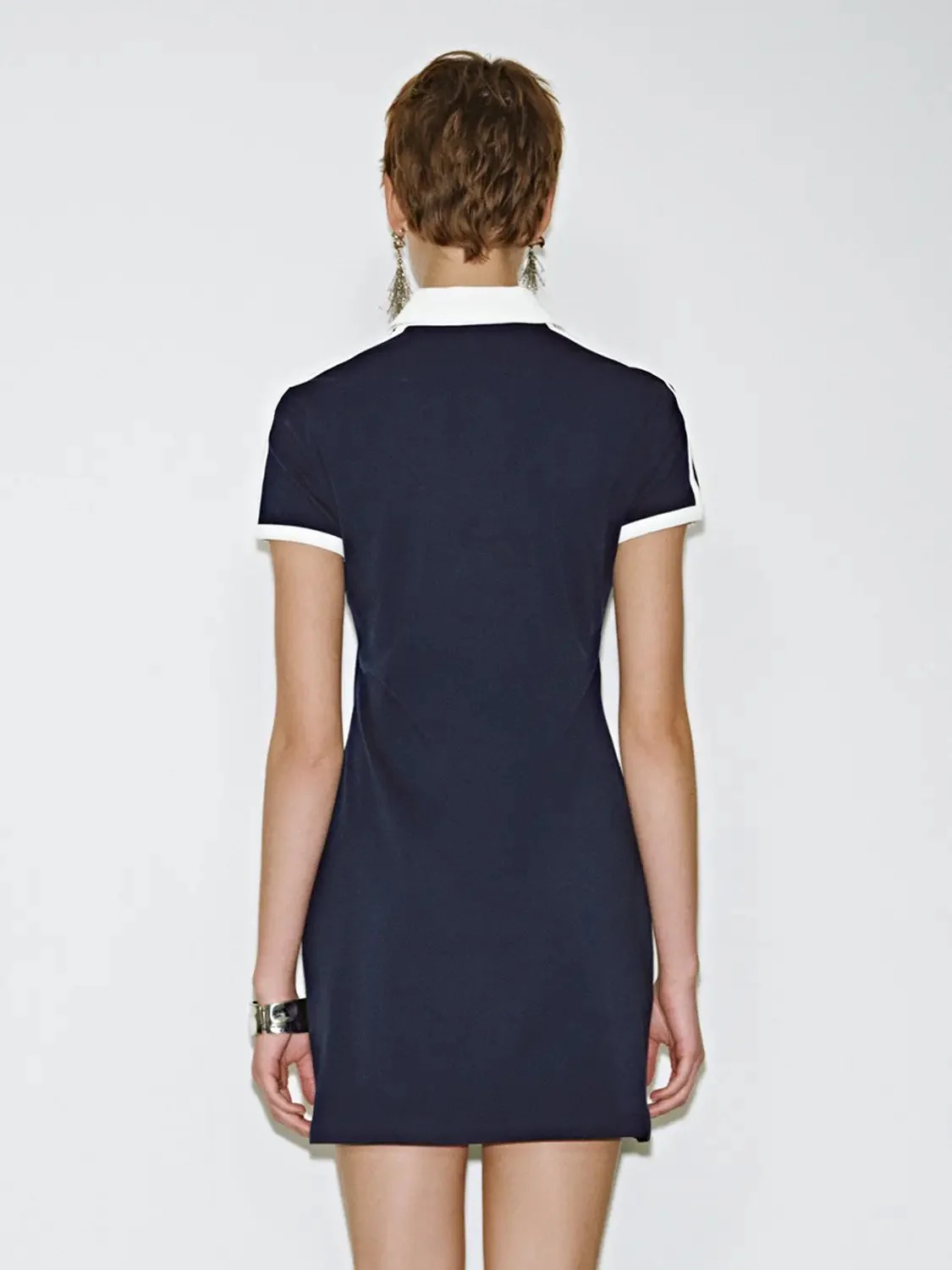 Polo Cotton Blend Collared A Line Silhouette Dress