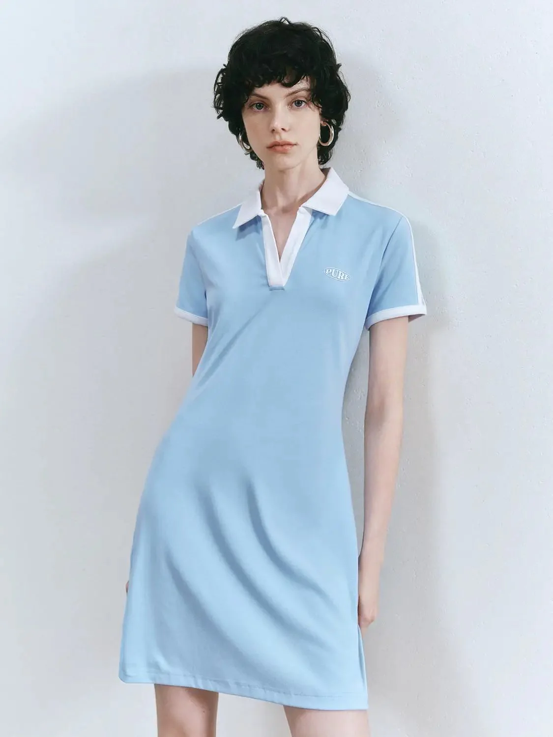 Polo Cotton Blend Collared A Line Silhouette Dress