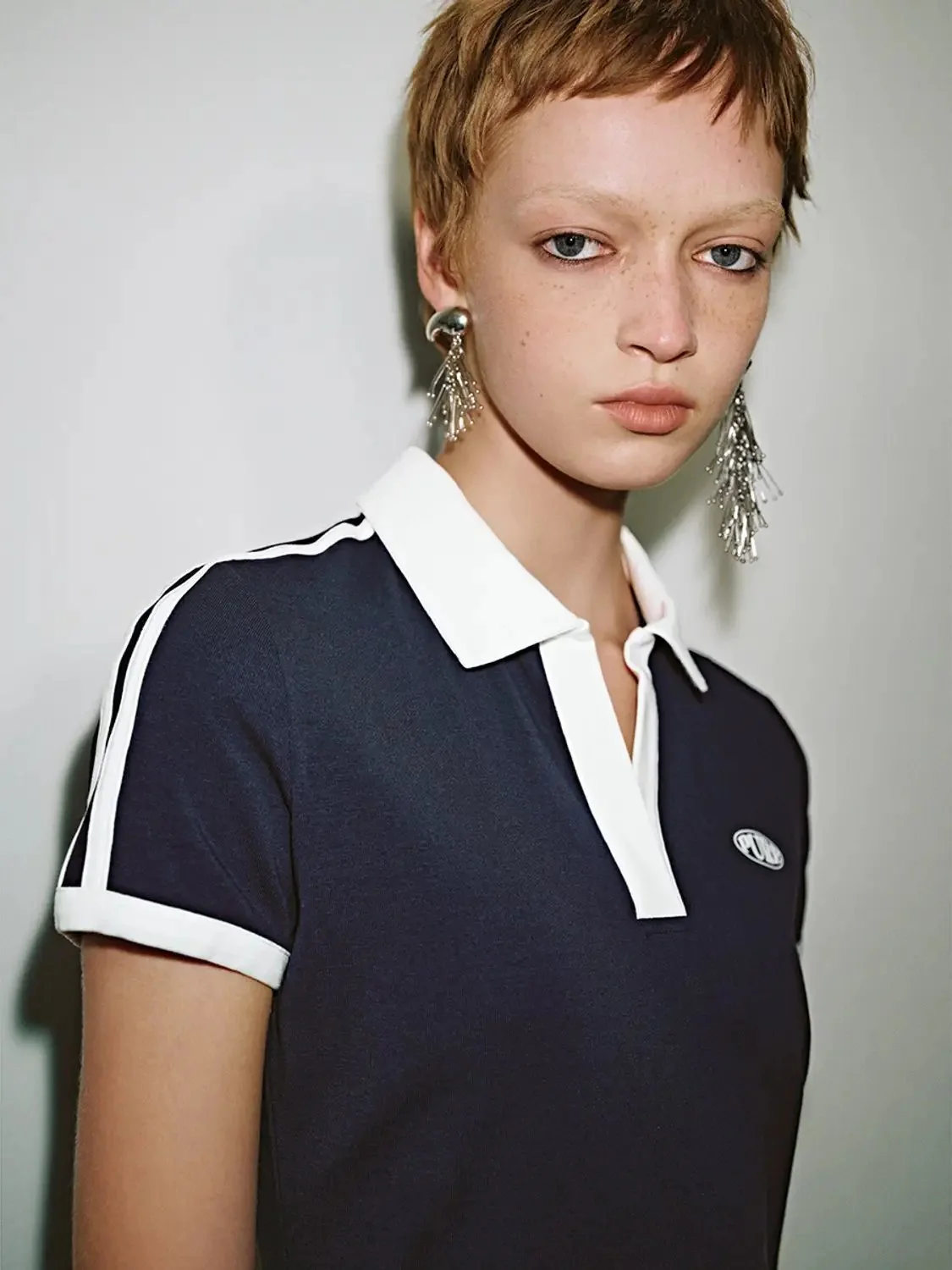 Polo Cotton Blend Collared A Line Silhouette Dress