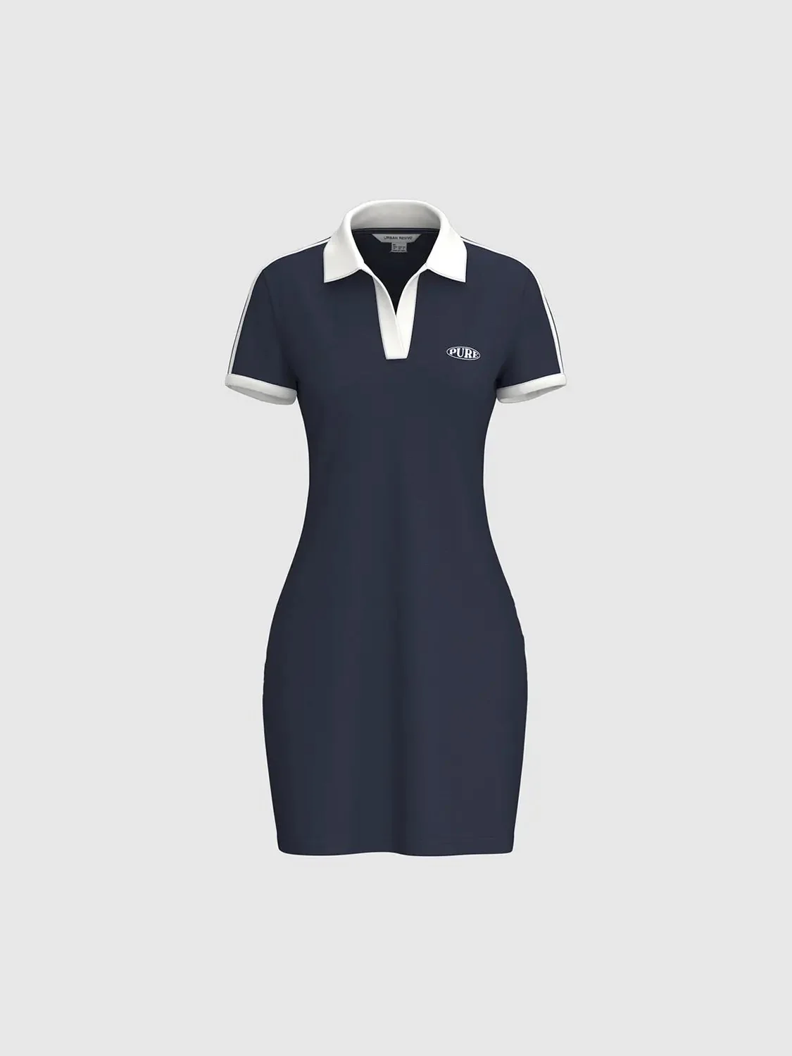 Polo Cotton Blend Collared A Line Silhouette Dress