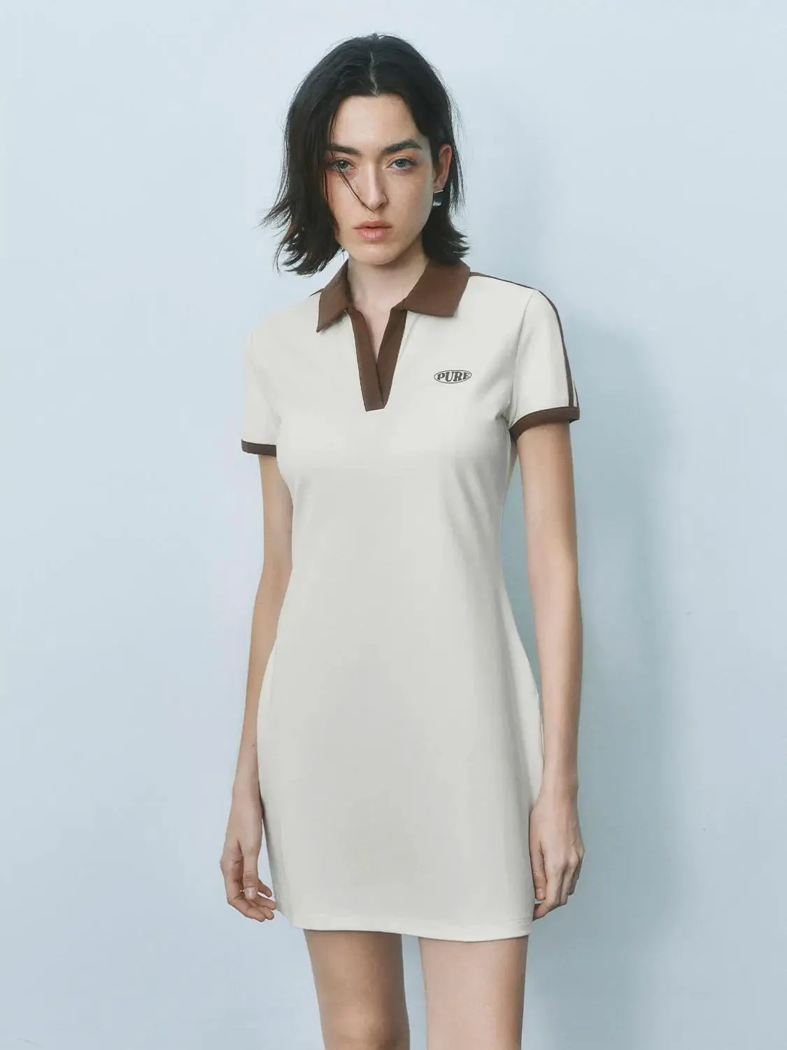 Polo Cotton Blend Collared A Line Silhouette Dress