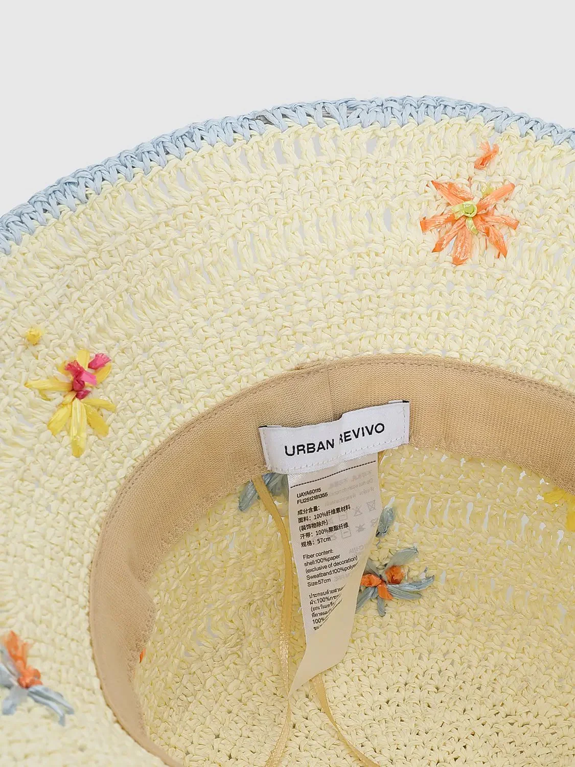 Contrast Trim Embroidered Crochet Bucket Hats