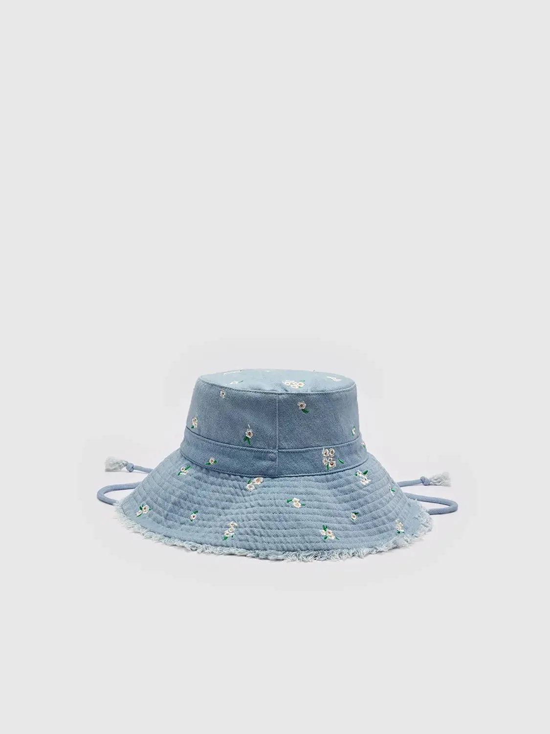 12929-floral-embroidered-raw-hem-denim-bucket-hats-2.webp Floral Embroidered Raw Hem Denim Bucket Hats