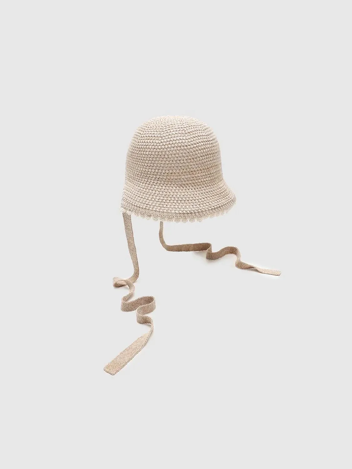Crochet Knit Textured Contrast Trim Lightweight Hat