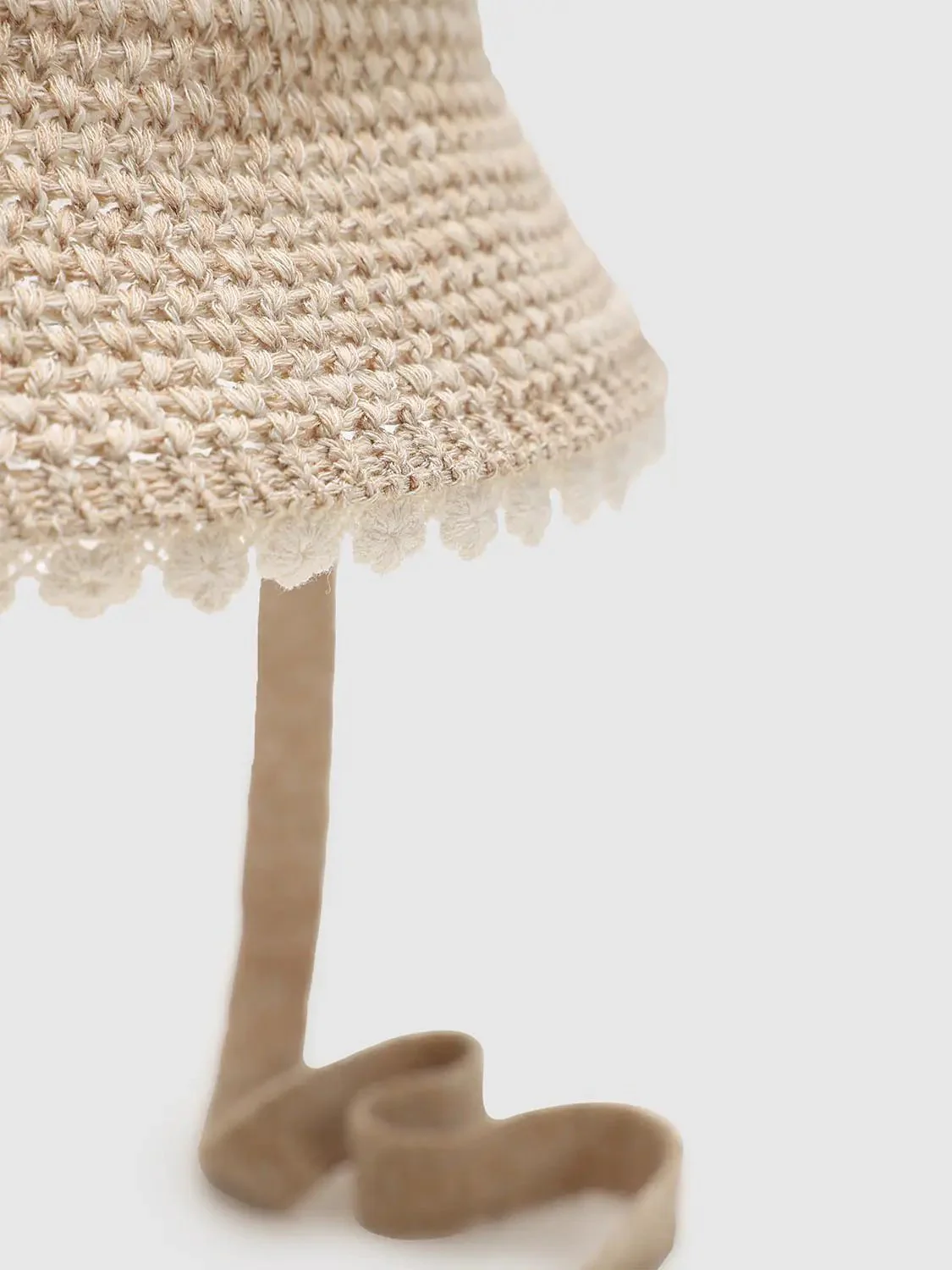 Crochet Knit Textured Contrast Trim Lightweight Hat