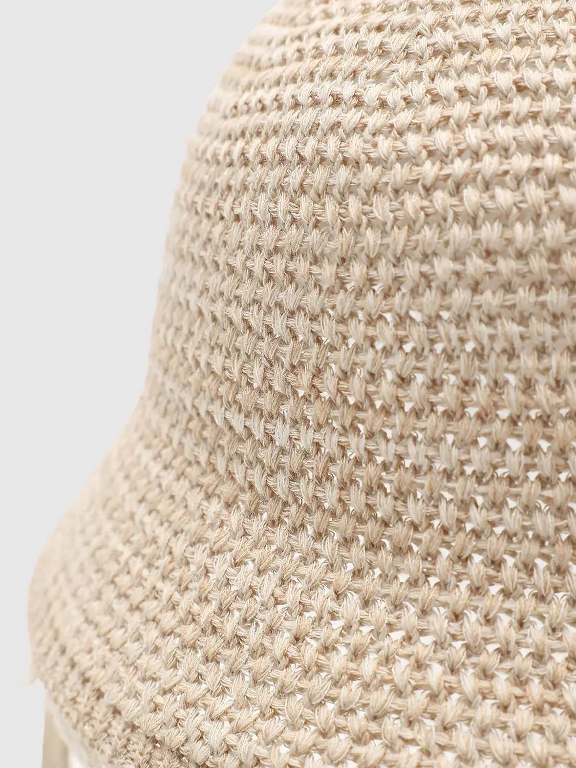 Crochet Knit Textured Contrast Trim Lightweight Hat