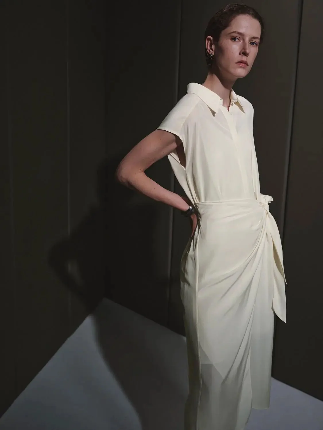 12994-cream-cap-sleeve-silk-blend-wrap-midi-dresses-2.webp Cream Cap Sleeve Silk Blend Wrap Midi Dresses
