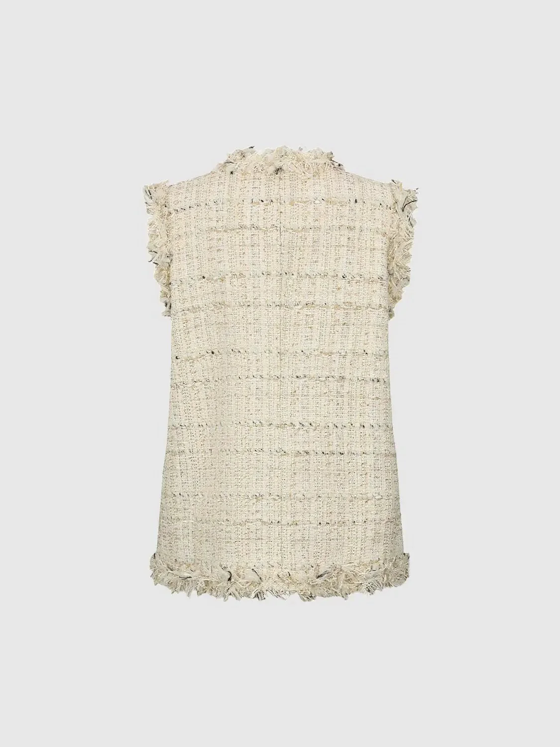 13011-v-neck-flap-pocket-raw-hem-tweed-vests-2.webp V-Neck Flap Pocket Raw Hem Tweed Vests