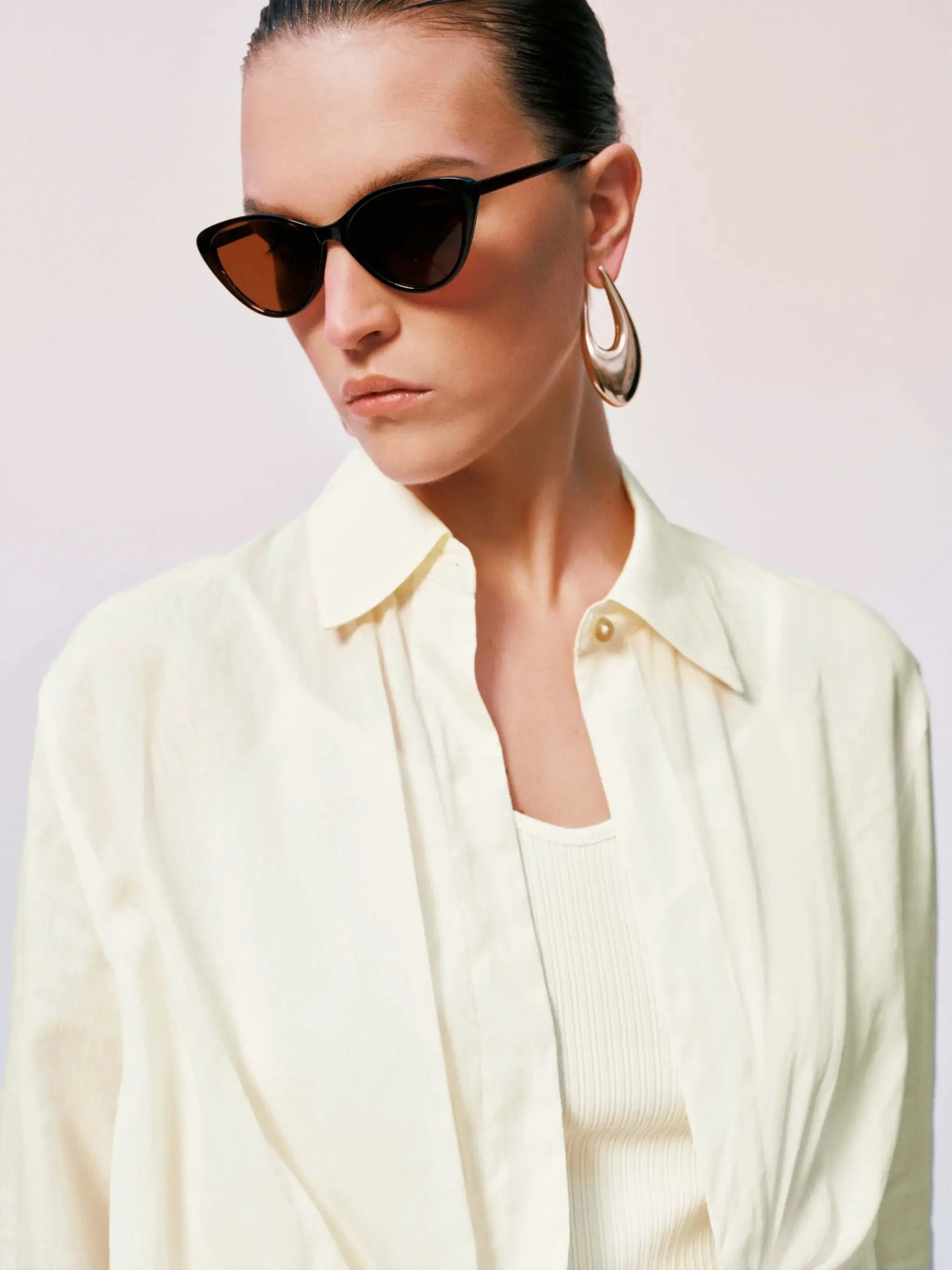 Knot Front Silk Shirred Asymmetric Shirts