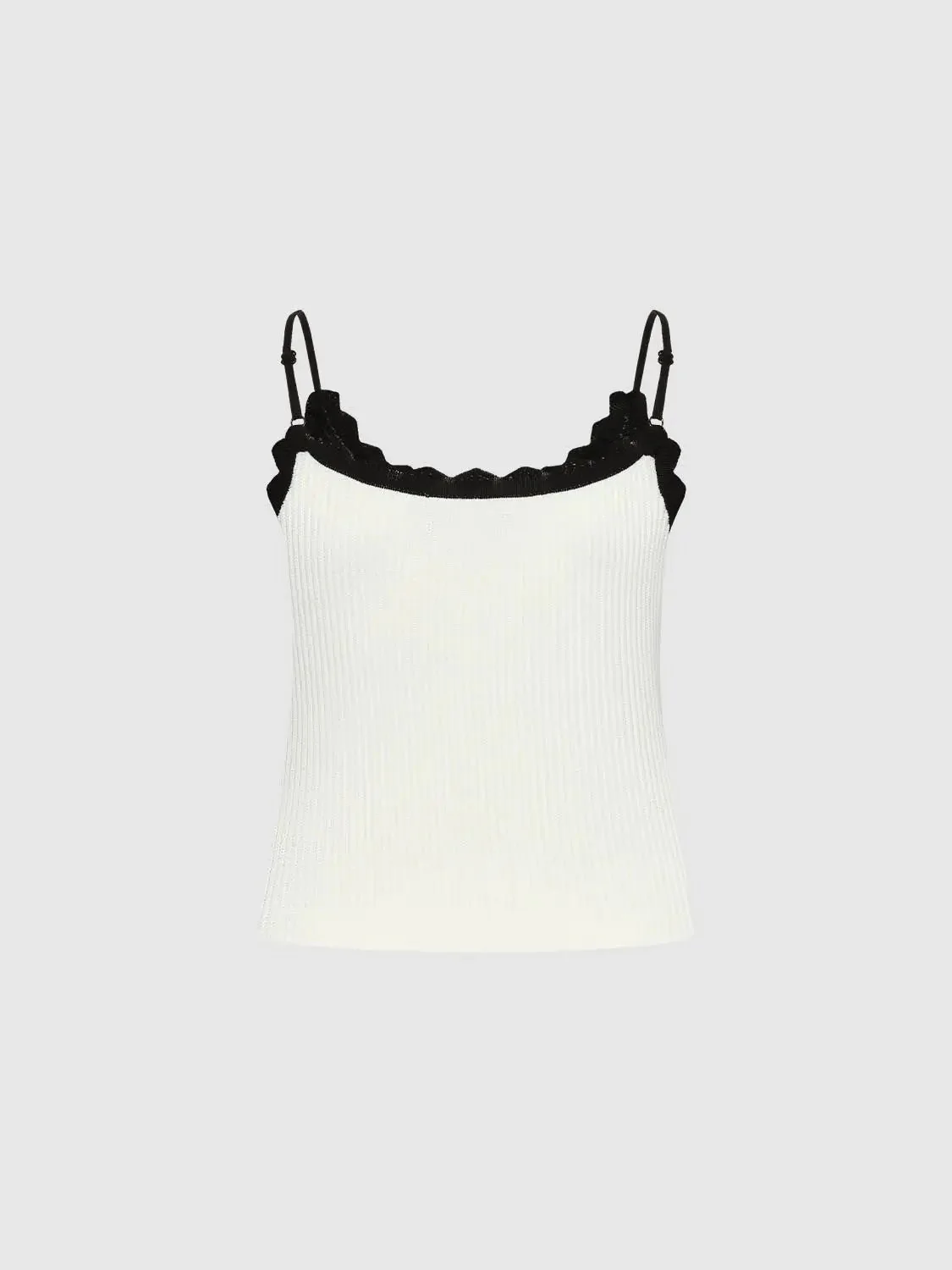 13049-strappy-lace-trim-knitted-skinny-fit-t-shirts-2.webp Strappy Lace Trim Knitted Skinny-Fit T-Shirts