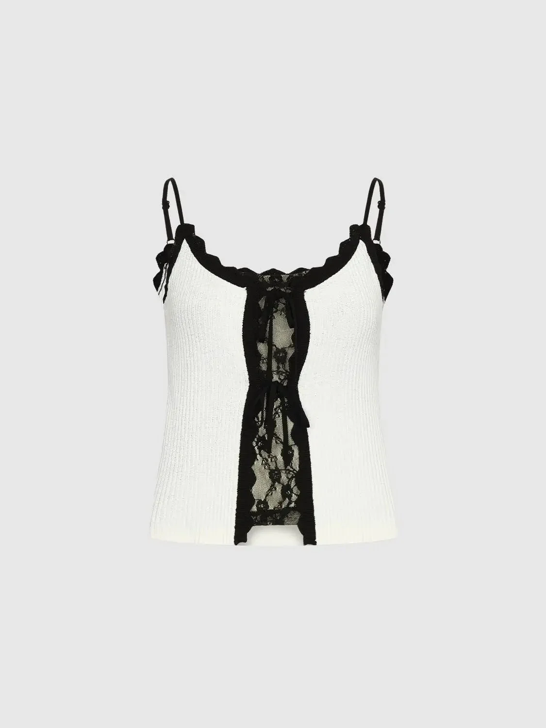 13049-strappy-lace-trim-knitted-skinny-fit-t-shirts-4.webp Strappy Lace Trim Knitted Skinny-Fit T-Shirts
