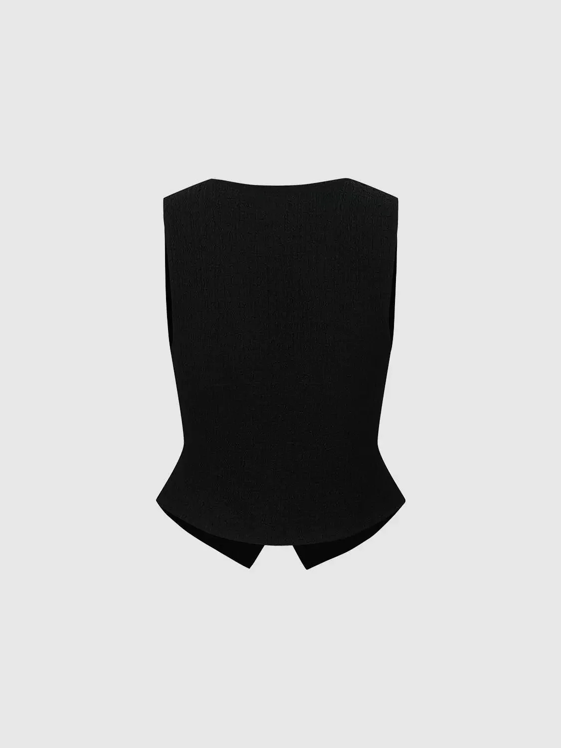 V-Neck Textured Knit Button-Up Vest