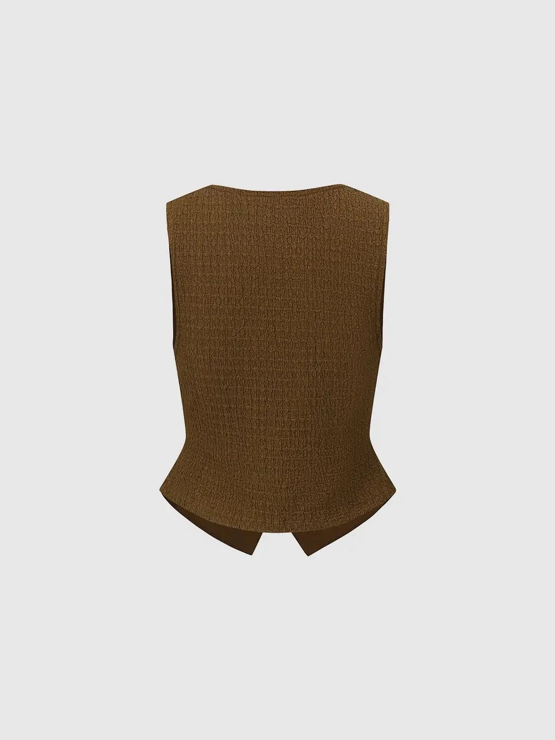 V-Neck Textured Knit Button-Up Vest