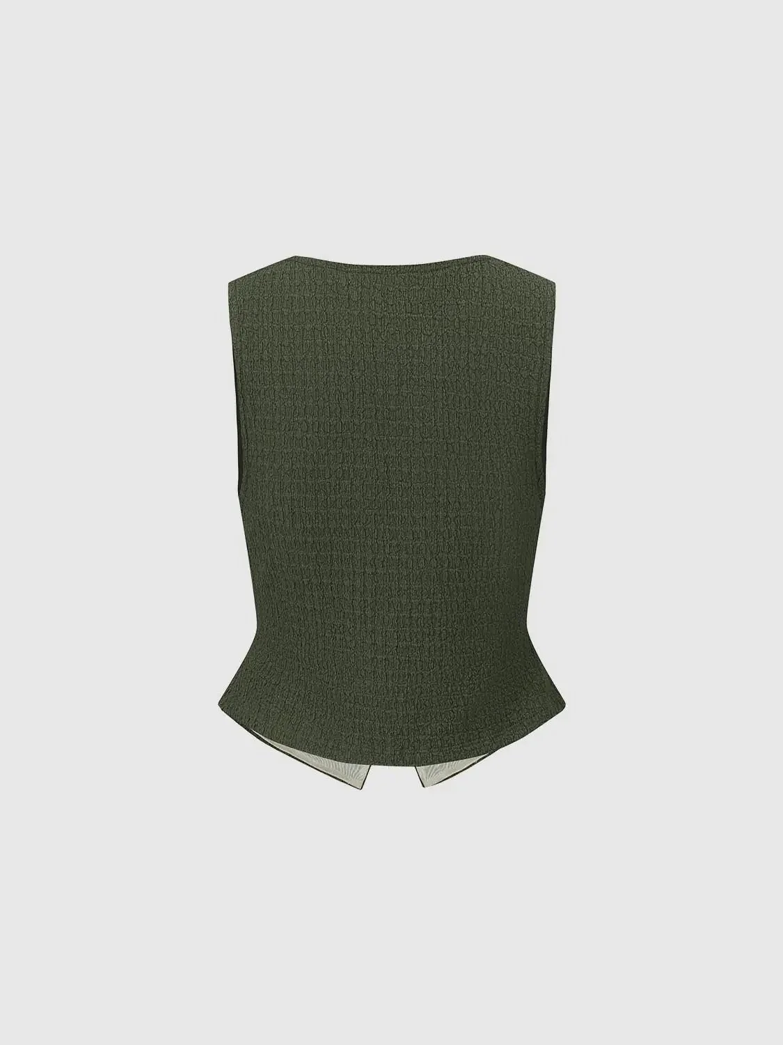 V-Neck Textured Knit Button-Up Vest