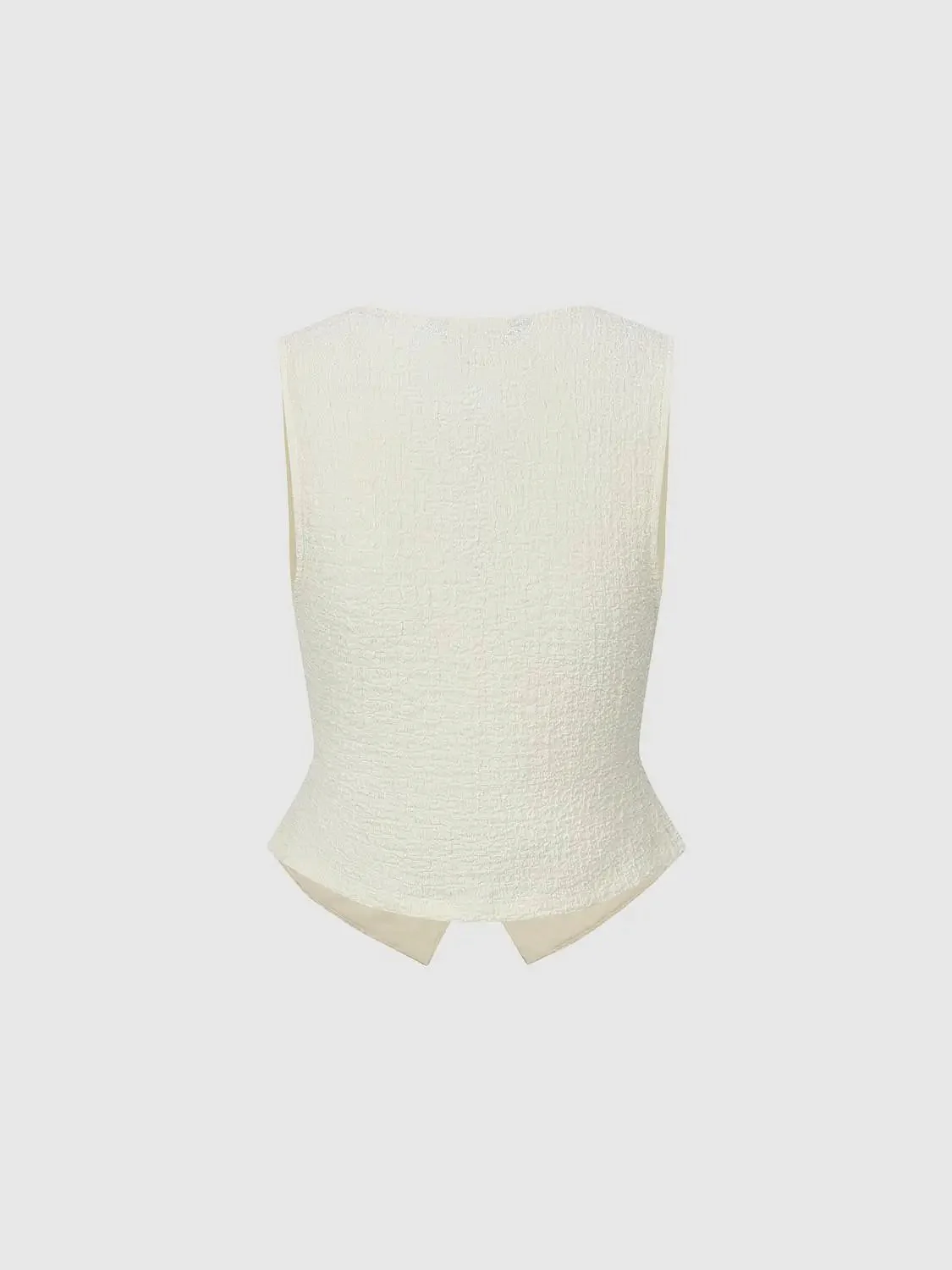 V-Neck Textured Knit Button-Up Vest