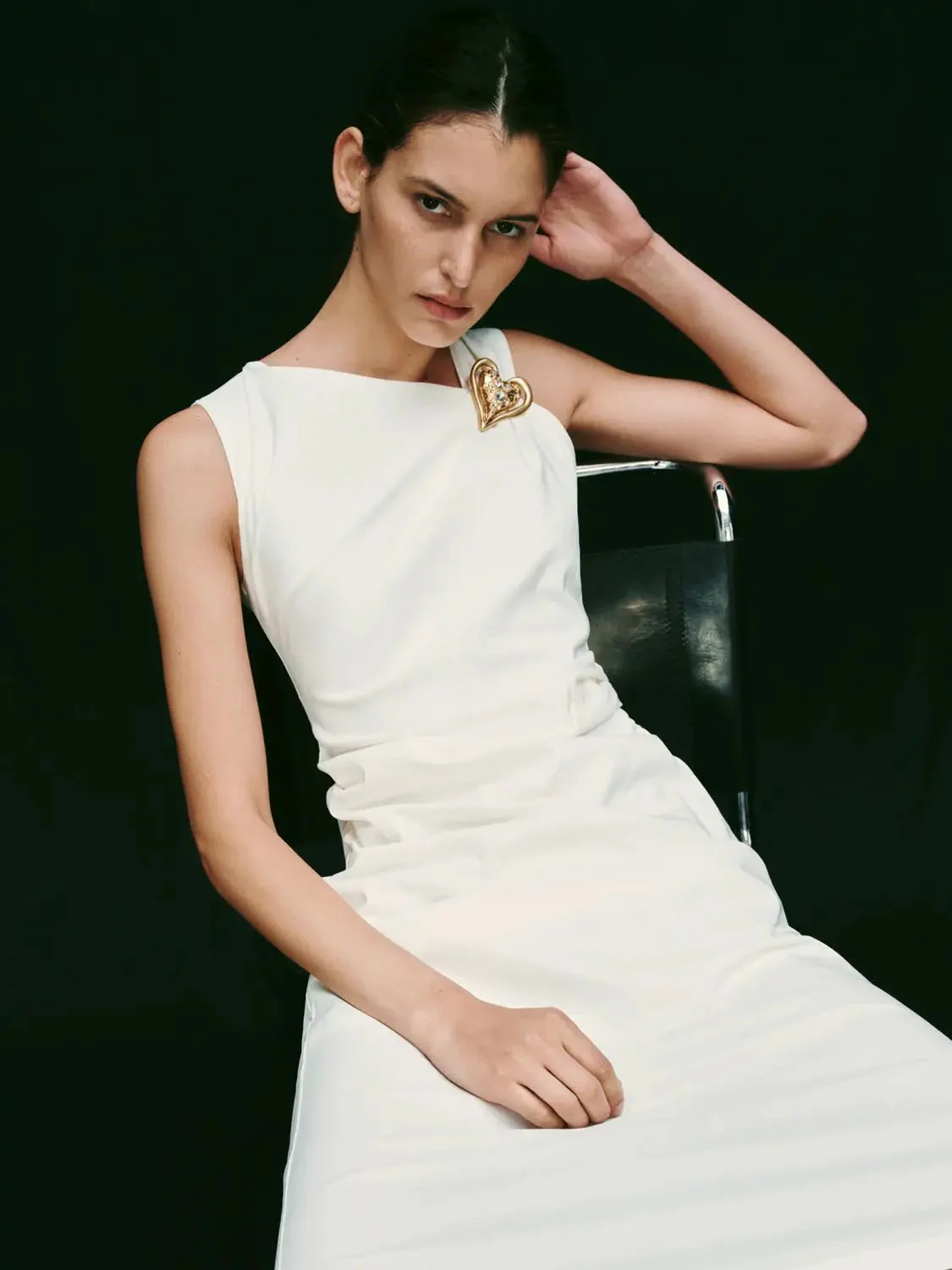 Linen Blend Sleeveless Asymmetric Ruched Midi Dresses