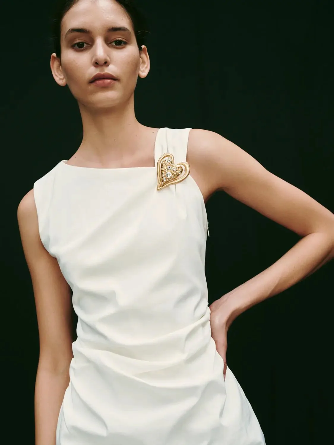 Linen Blend Sleeveless Asymmetric Ruched Midi Dresses