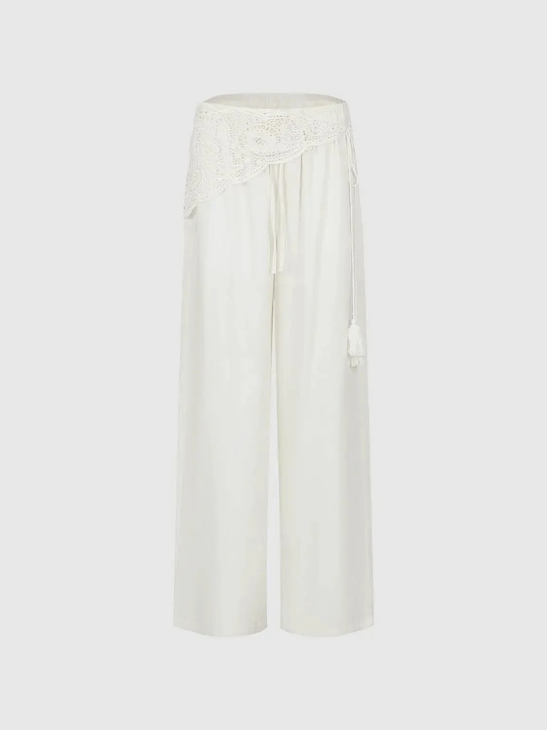 13151-cotton-lace-overlay-wide-leg-tassel-pants-2.webp Cotton Lace Overlay Wide Leg Tassel Pants