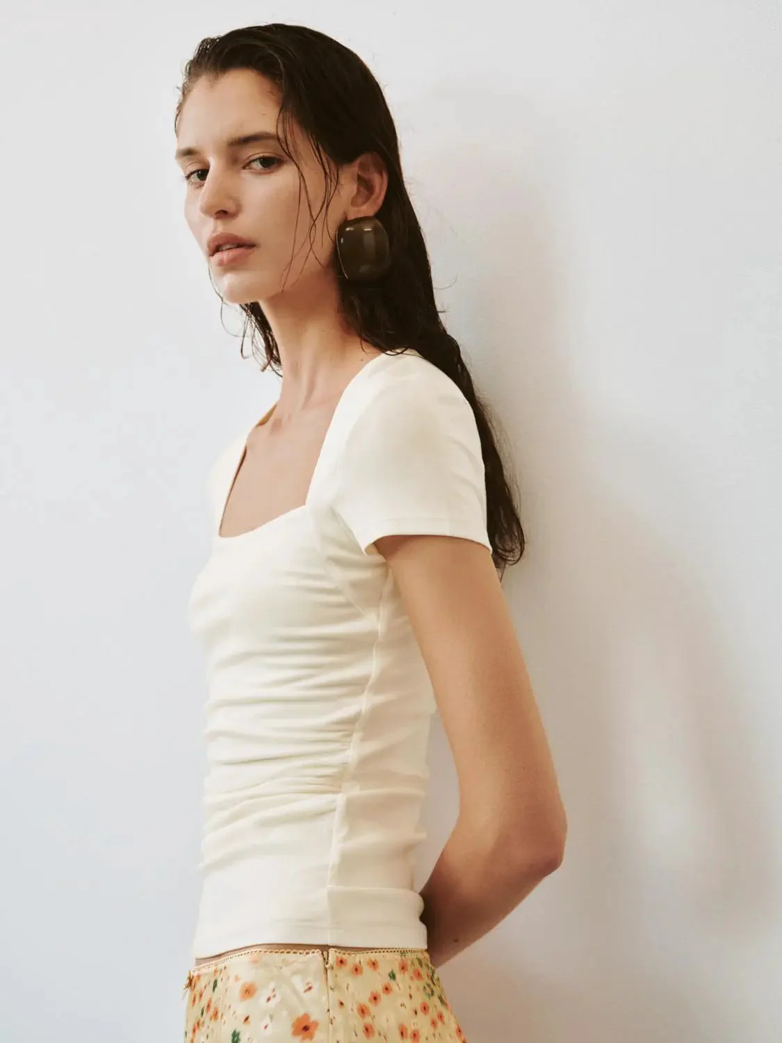 13171-viscose-cotton-blend-square-neck-ruched-skinny-fit-t-shirt-10.webp Viscose Cotton Blend Square Neck Ruched Skinny Fit T Shirt